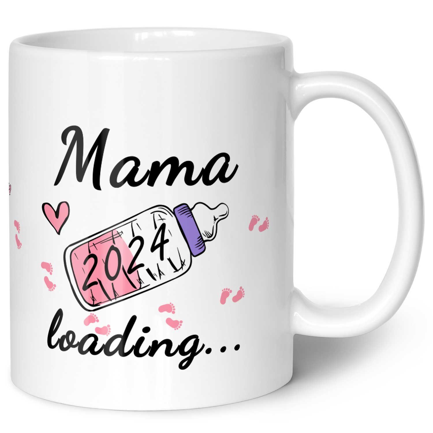 Tasse Bedruckte Tasse mit Spruch - Baby Loading - Motiv mit Jahr 2024
