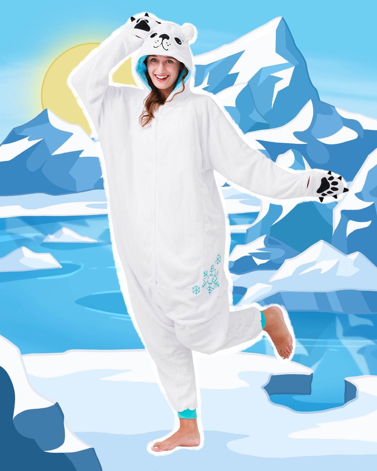 Corimori Partyanzug Flauschiges Eisbär-Kostüm mit Haarreif, Jumpsuit, Pyjam günstig online kaufen