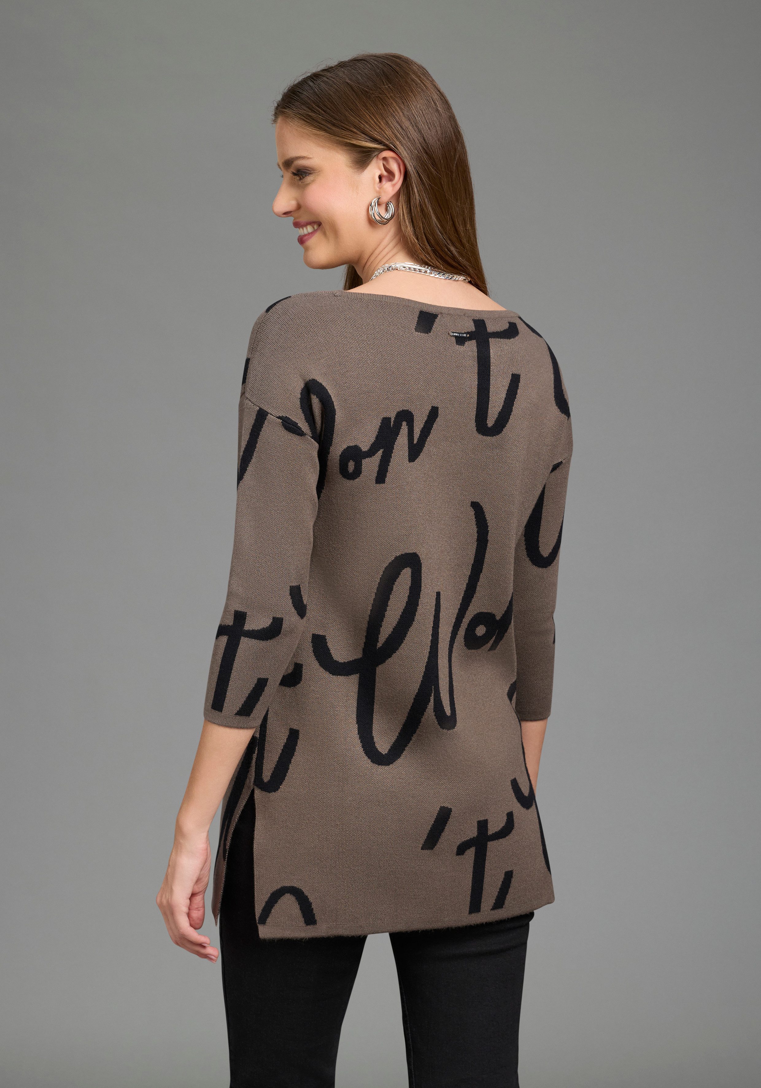 Laura Scott Jacquardpullover Strickpullover mit femininem Lettering