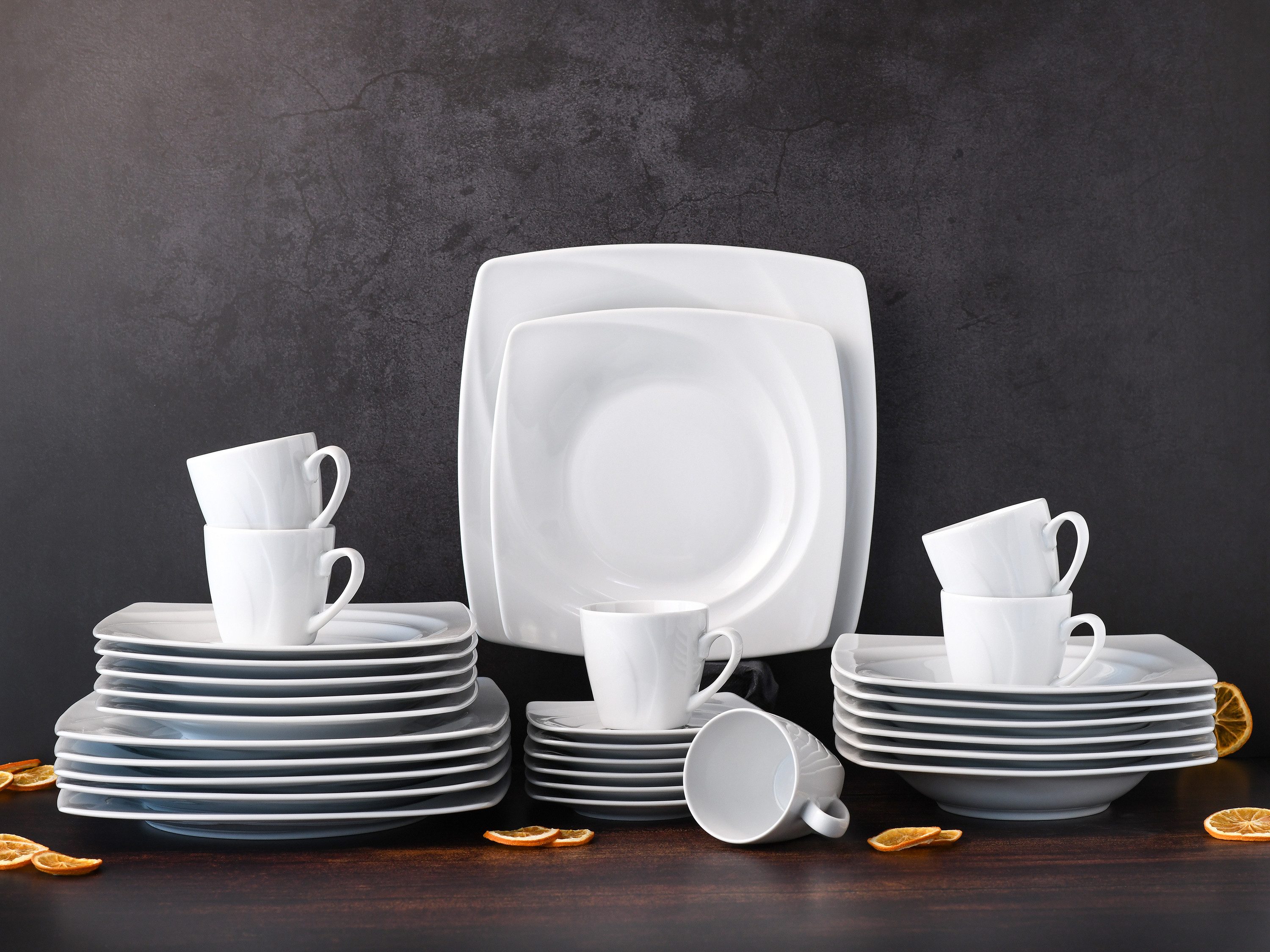 CreaTable Kombiservice Celebration Weiss (30-tlg), 6 Personen, Porzellan