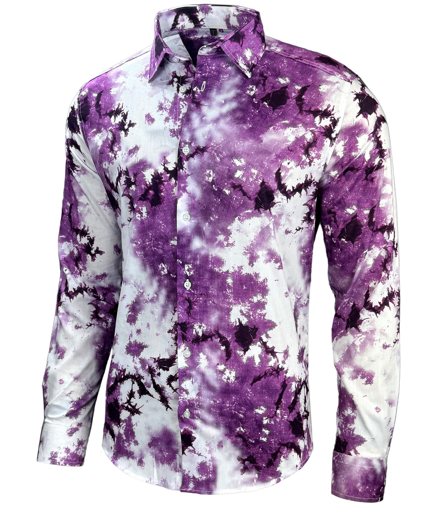 Baxboy Langarmhemd Baxboy Herren Batik Hemd Freizeitshemd Langarm Casual Shirt B-446