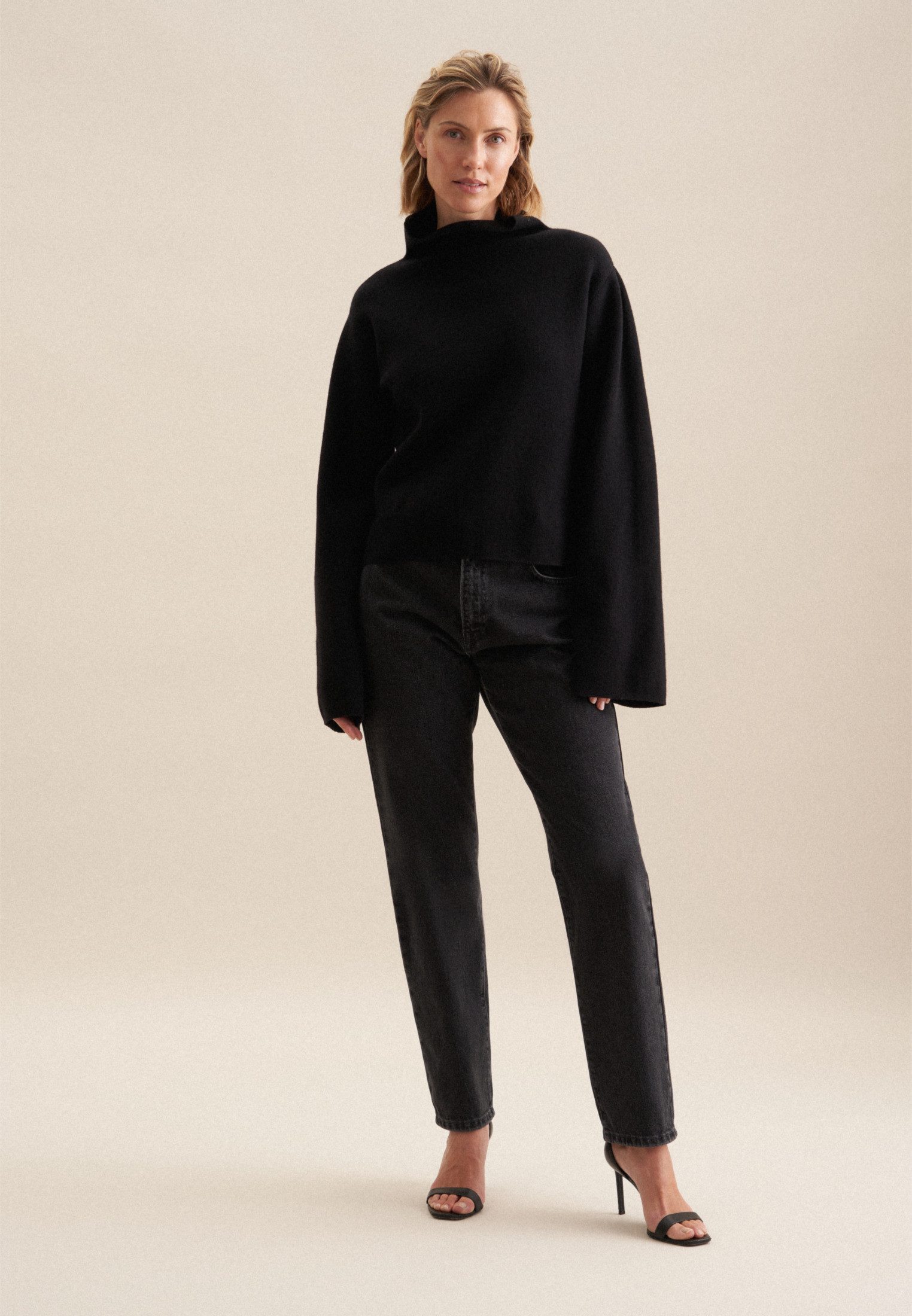 seidensticker Strickpullover Schwarze Rose 1/1 Turtleneck