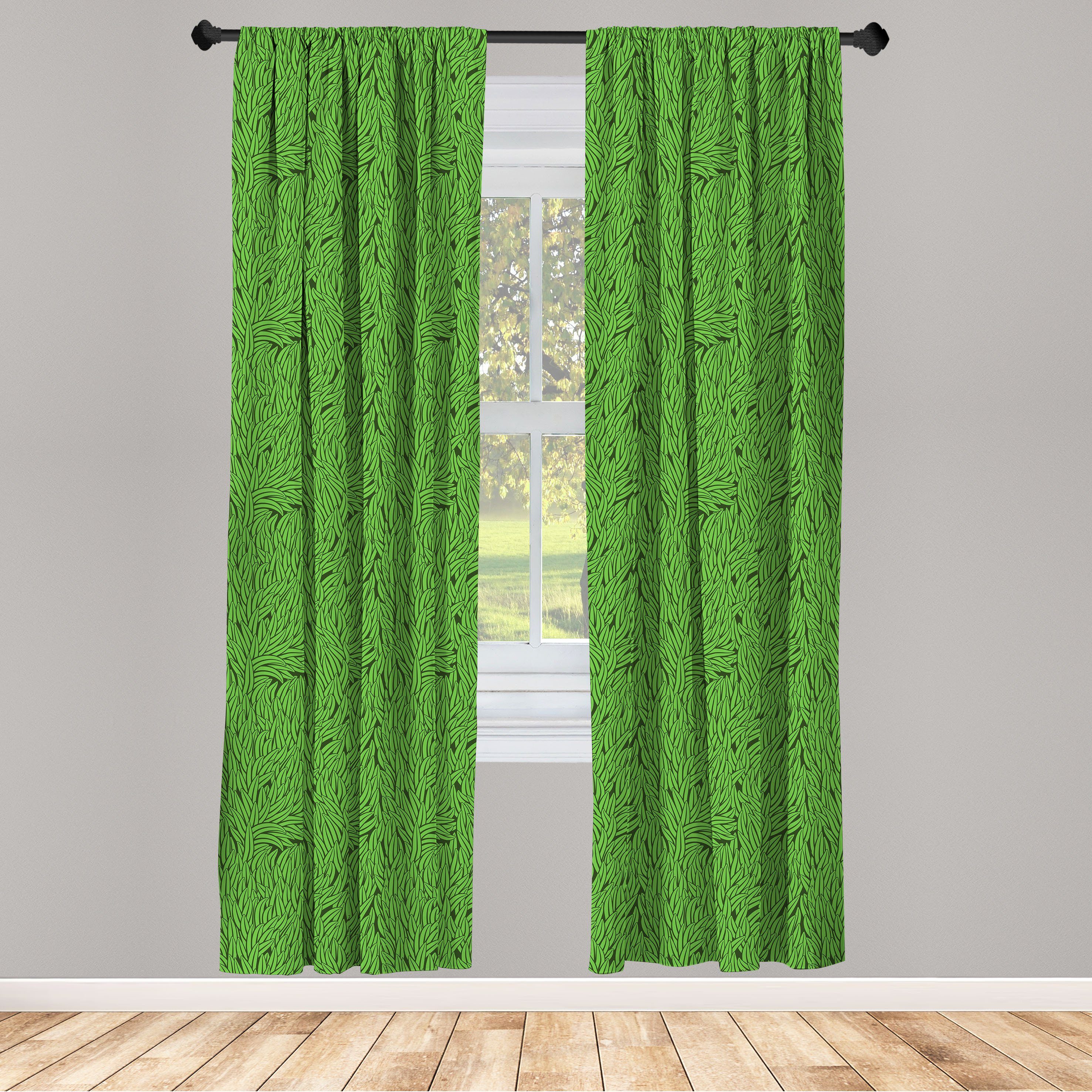 Gardine Vorhang für Wohnzimmer Schlafzimmer Dekor, Abakuhaus, Microfaser, Grün Grass Wachstum Zusammenfassung