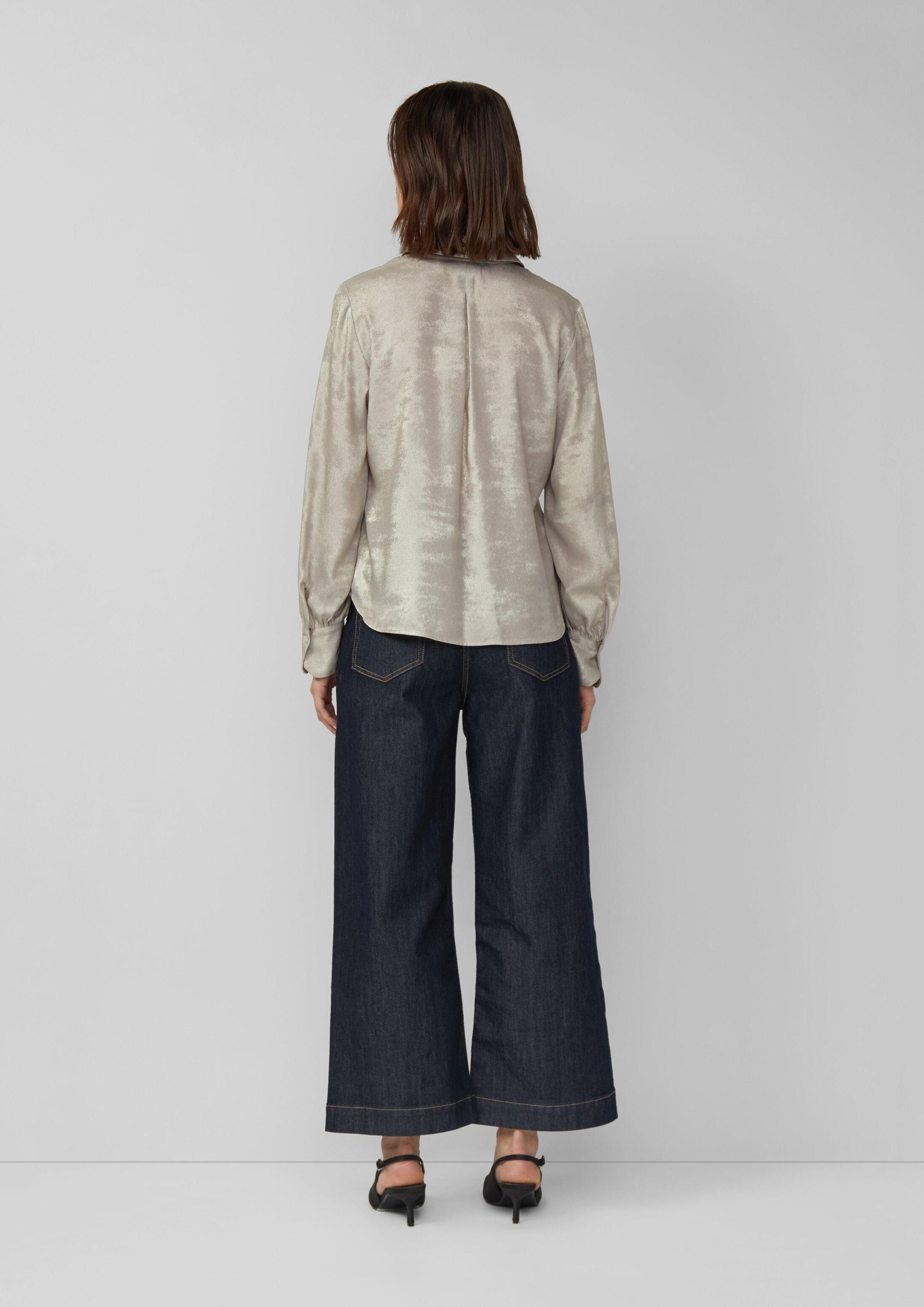 s.Oliver Langarmbluse Bluse Schimmernde Bluse mit verdeckter Knopfleiste