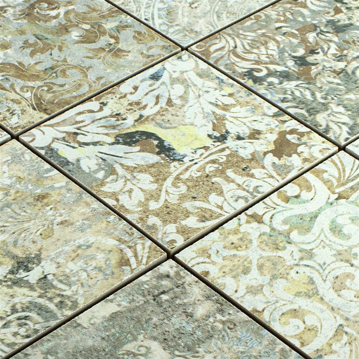 Mosafil Mosaikfliesen Keramikmosaik Fliesen Bellona Effekt Hellbunt 95x95mm, Feinsteinzeug 29.000x29.000, hellbunt, Verlegefertig auf ein Netz geklebt - Frostsicher - Wasserfest -