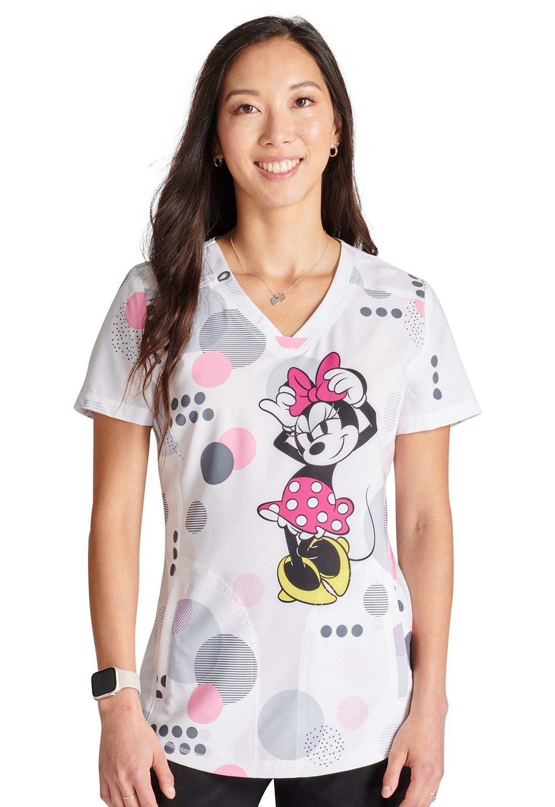 Kasack Bunt Minnie bedruckter Motiv Funktionsbluse "Running mit Maus" Damen Circles Kasack Cherokee