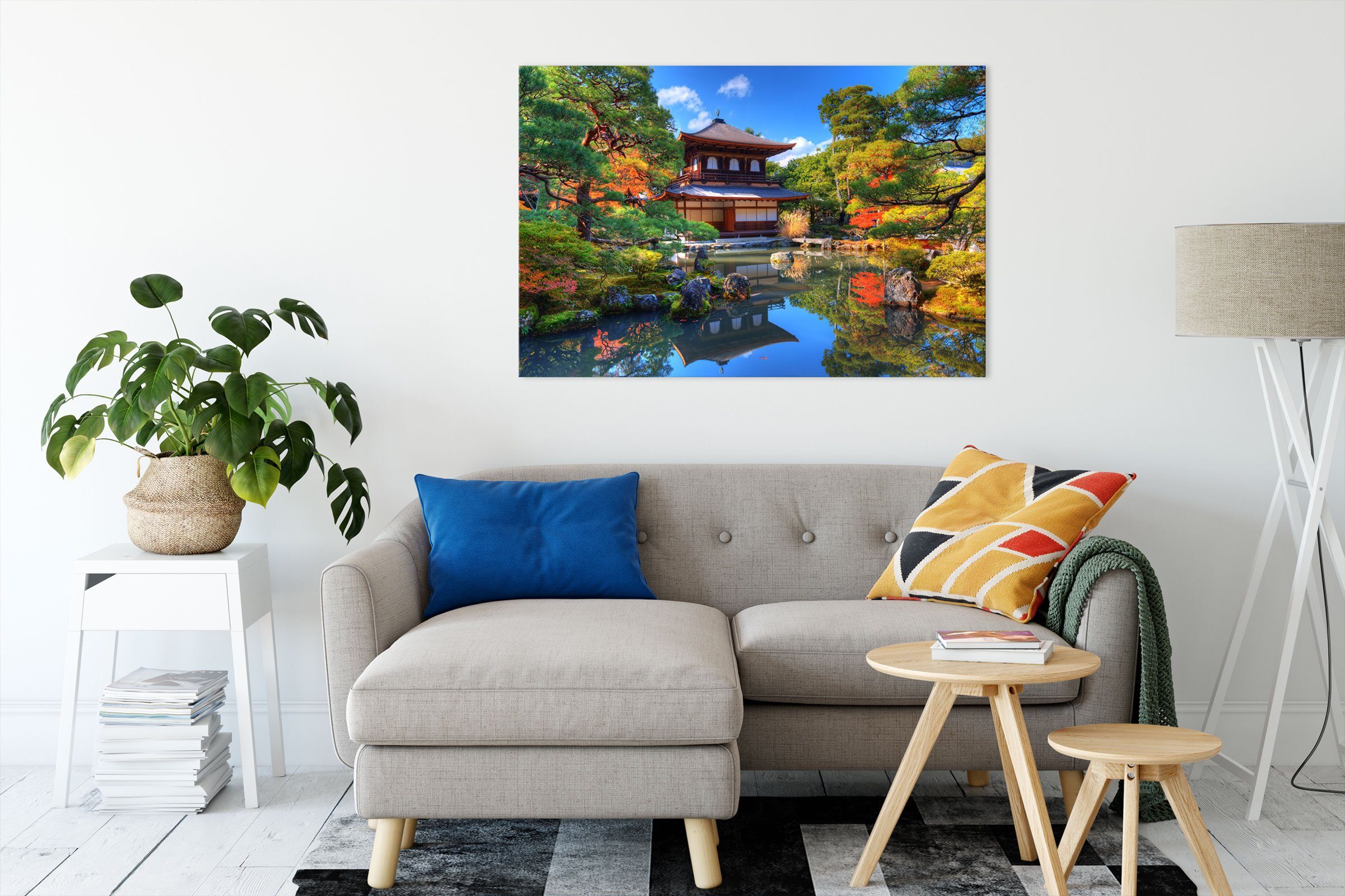 Pixxprint Leinwandbild Ginkaku-ji-Tempel in Kyoto, Ginkaku-ji-Tempel in Kyoto (1 St), Leinwandbild fertig bespannt, inkl. Zackenaufhänger