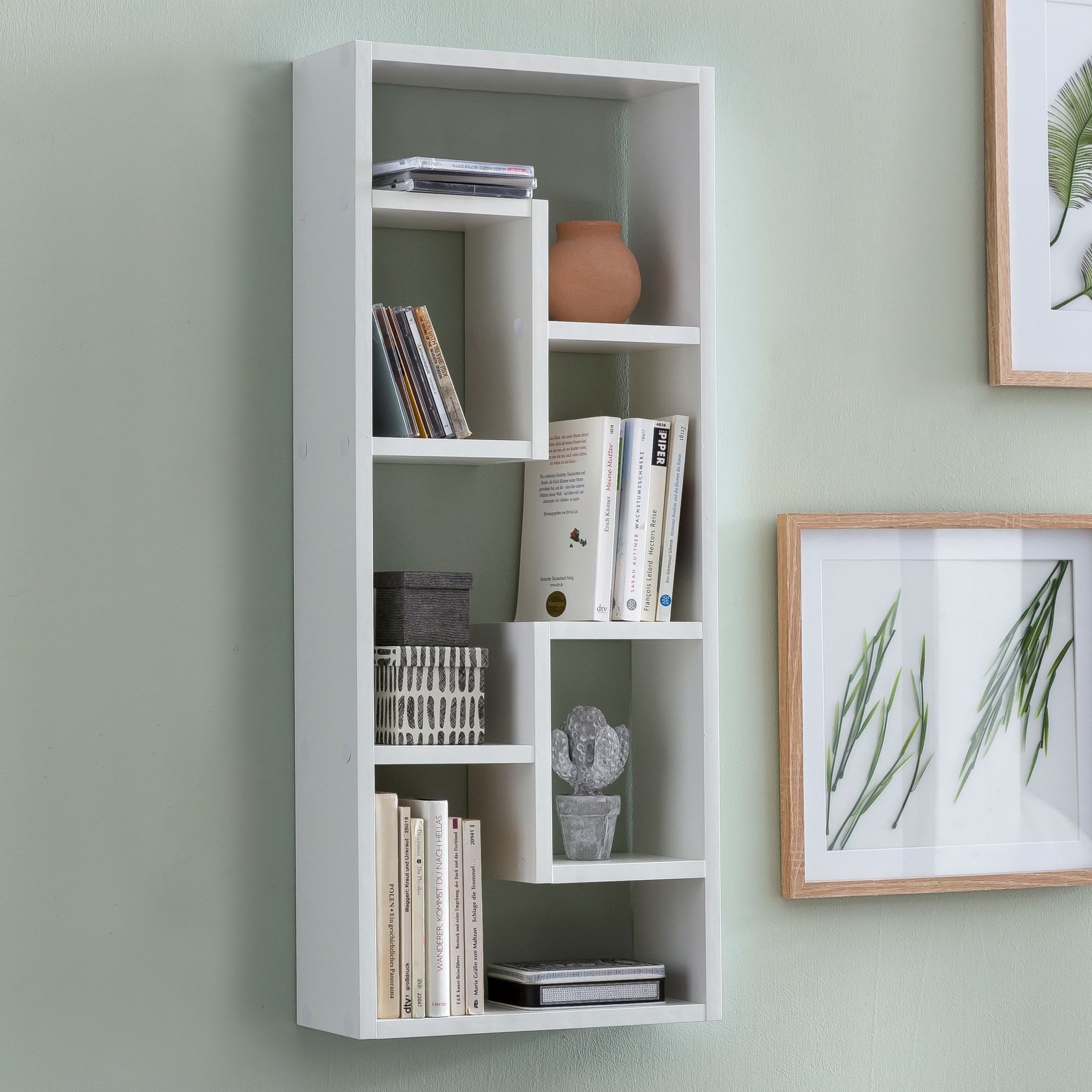 FINEBUY Wandregal SuVa12007_1, Weiß 36x90x13,5 cm günstig online kaufen
