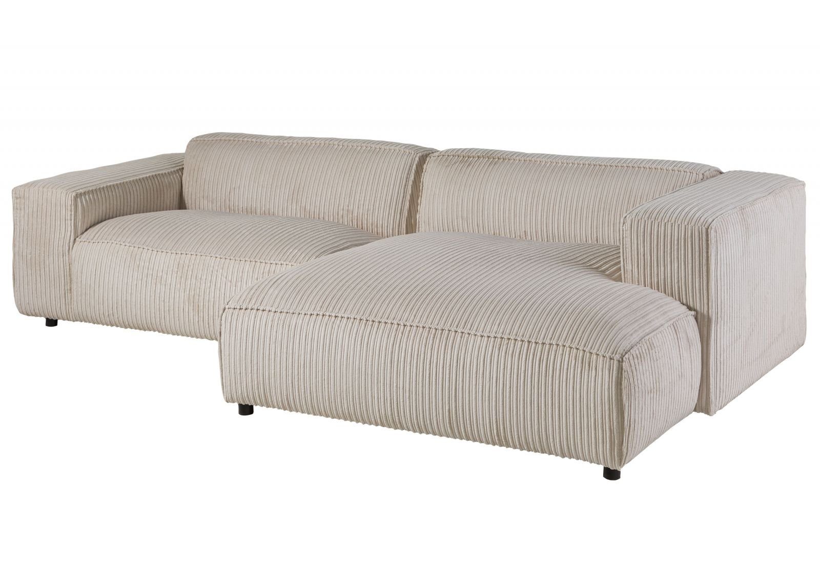 Massivmoebel24 Ecksofa, 279x164x69 Cord elfenbein VALENCIA