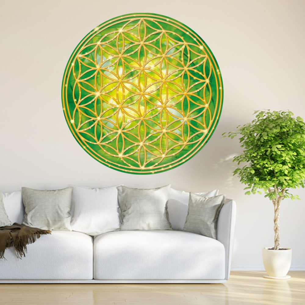 Nomiro Wandtattoo Wandtattoo Blume des Lebens bunt - Dekoration für zu Hause