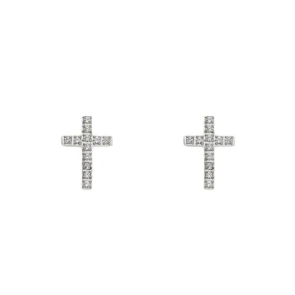 Brise Schmuck Paar Ohrstecker Damen-Edelstahlohrringe in Silber · Paar, 100 % Edelstahl · Silber · ca. 1,5 cm Breite · Kreuze-Motiv