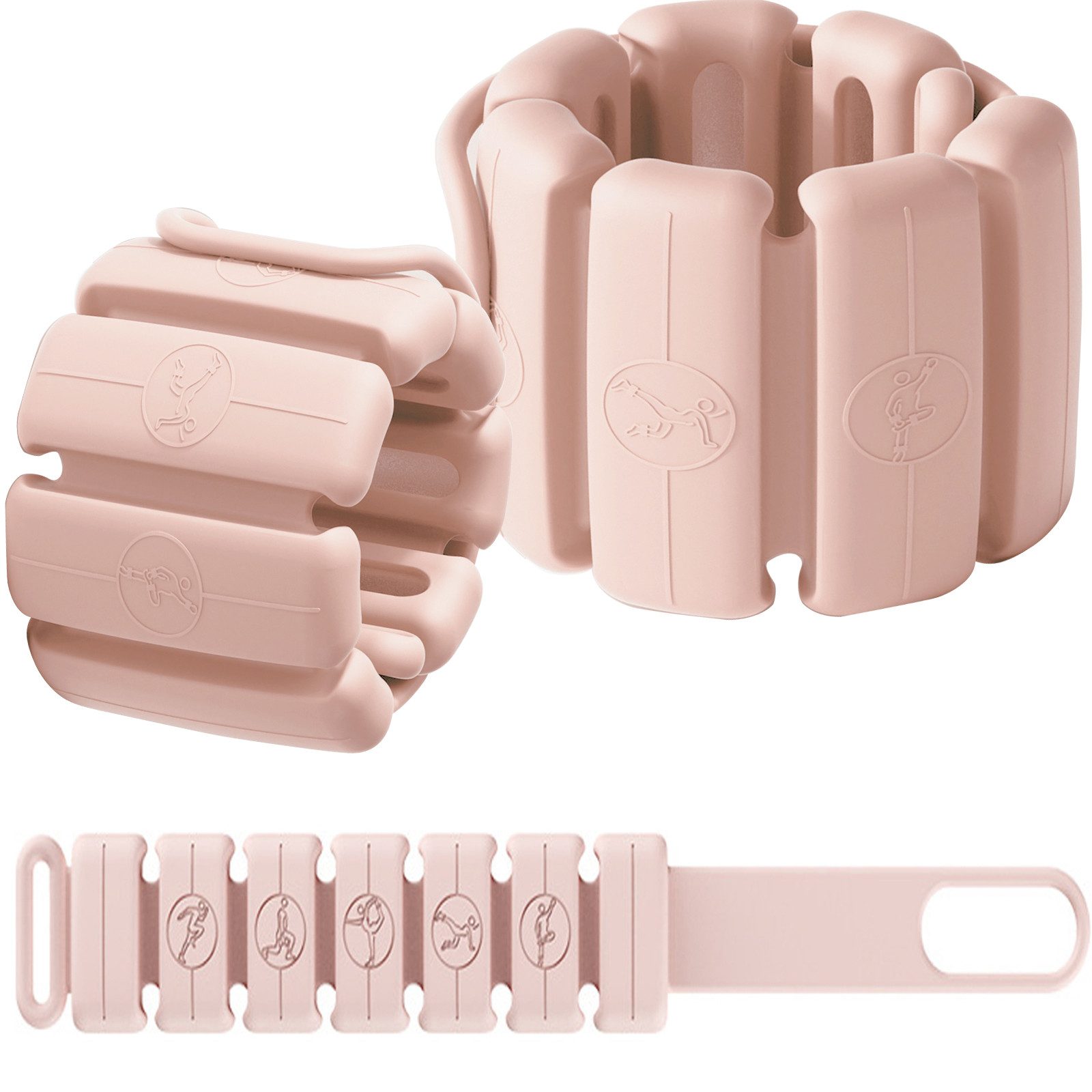 AIMAX Gewichtsmanschette Silikon-Gewichtsarmbänder, verstellbares Gewicht, 0,25 kg, 2er-Pack, Geeignet für Handgelenks & Fußgelenkgewichte, Yoga, Fitness, Gehen