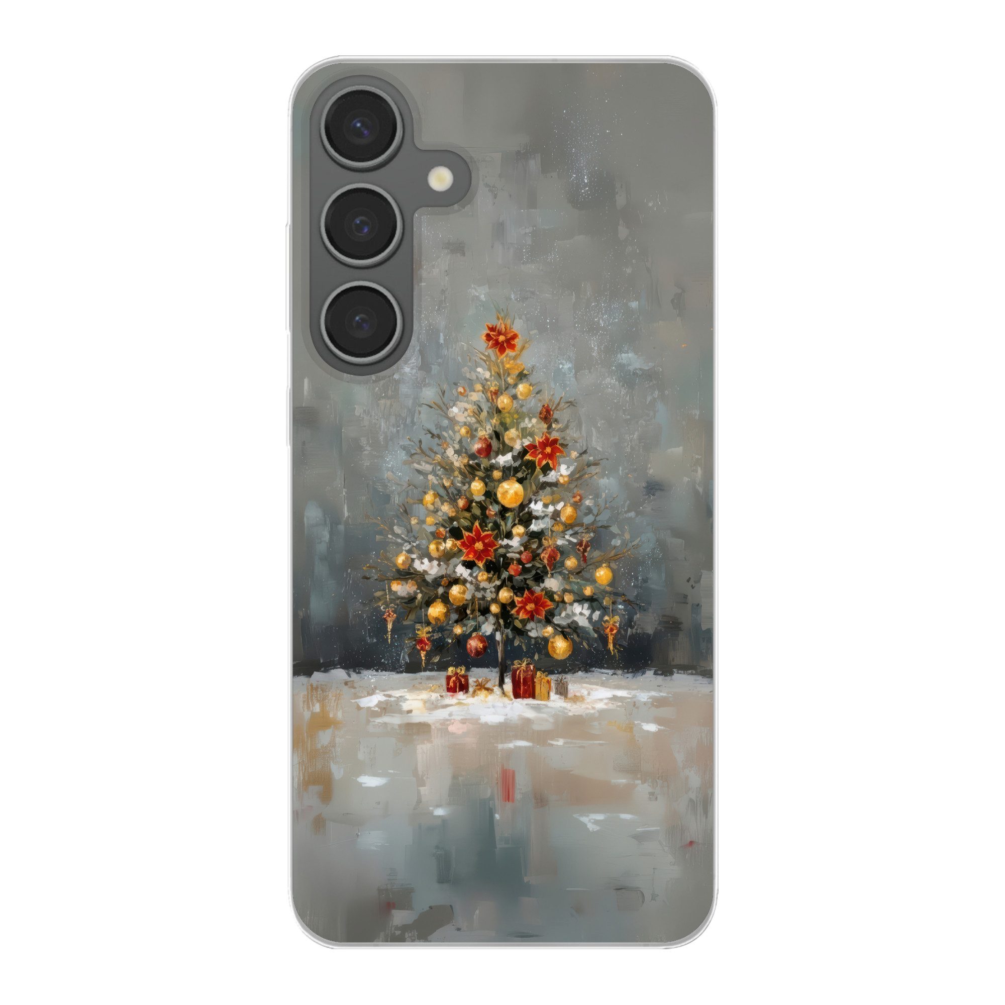 MuchoWow Handyhülle für Samsung Galaxy S24 Plus Weihnachtsbaum - Geschenke - Rot - Gold, Phone Case, Silikon, Schutzhülle Dünn