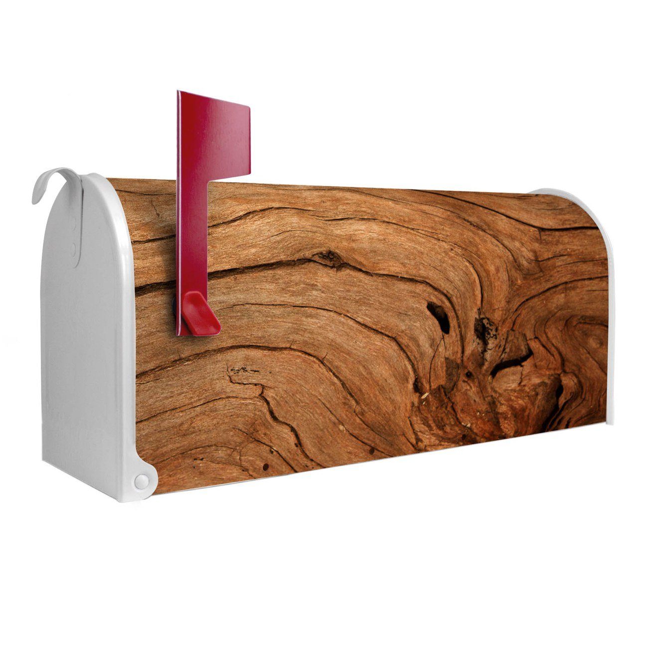banjado Amerikanischer Briefkasten Mailbox Trockenes Holz (Amerikanischer Briefkasten, original aus Mississippi USA), 22 x 17 x 51 cm weiß