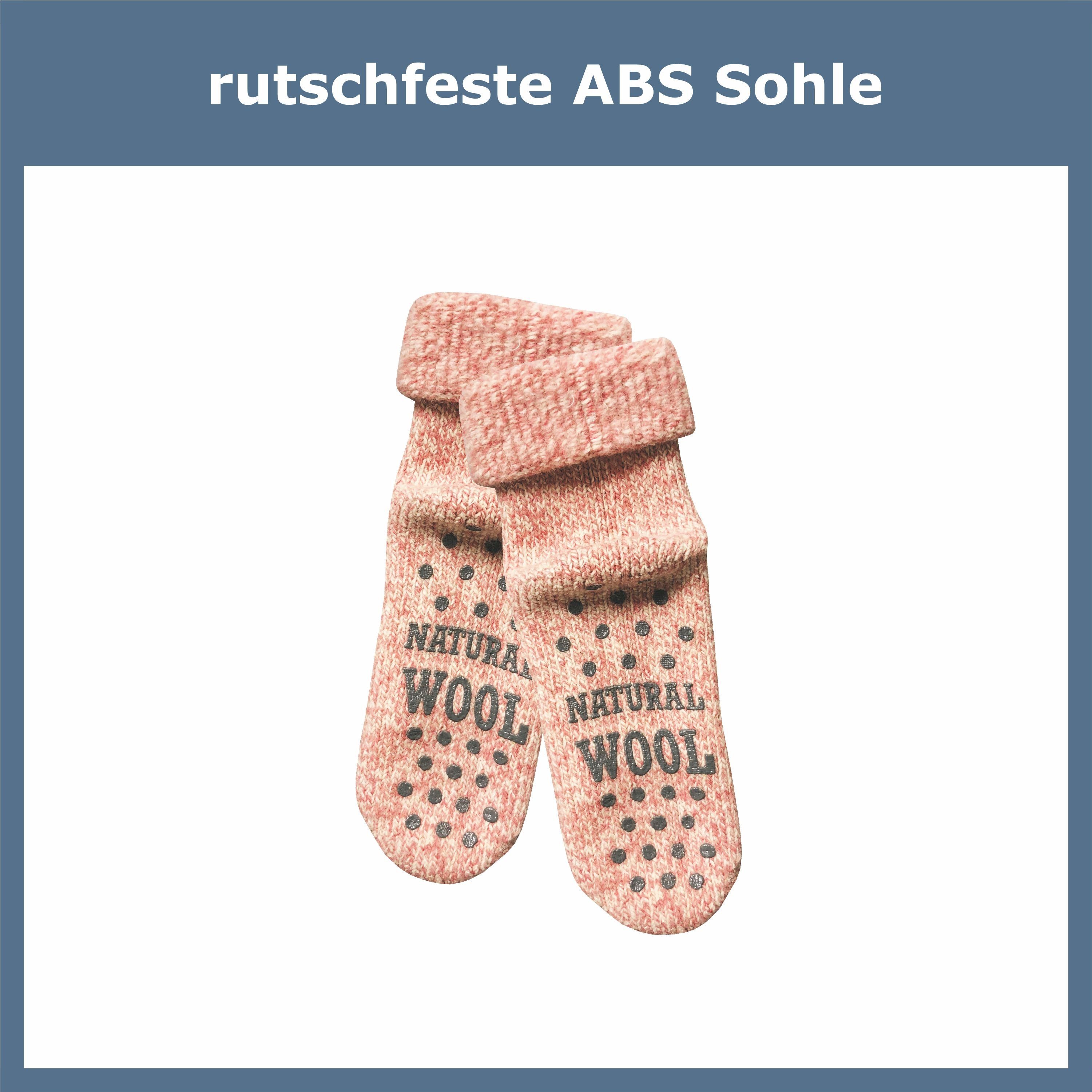 GAWILO ABS-Socken & Füße extra kuschelige & Wolle Hausschuhsocken kalte (1 für mit - Damen - rosa Noppen weich Paar) gegen hilft Rutschfeste warme