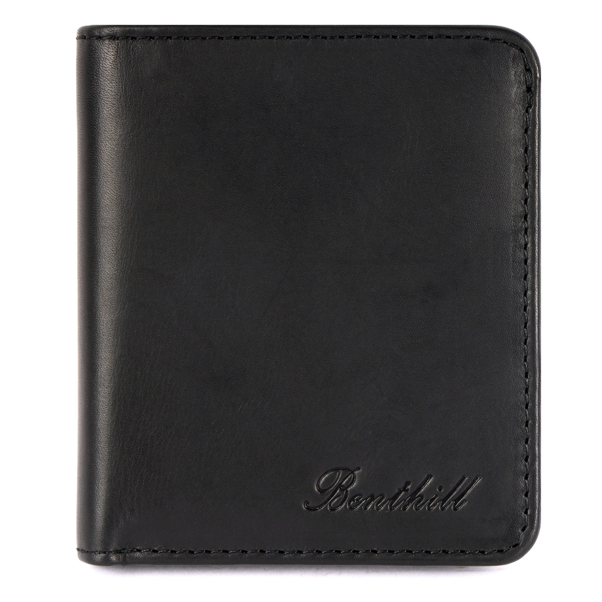 Benthill Geldbörse Klein Echtleder Damen Herren Mini Portemonnaie Minibörse RFID Slim, RFID-Schutz Kartenfächer Münzfach Reißverschlussfach