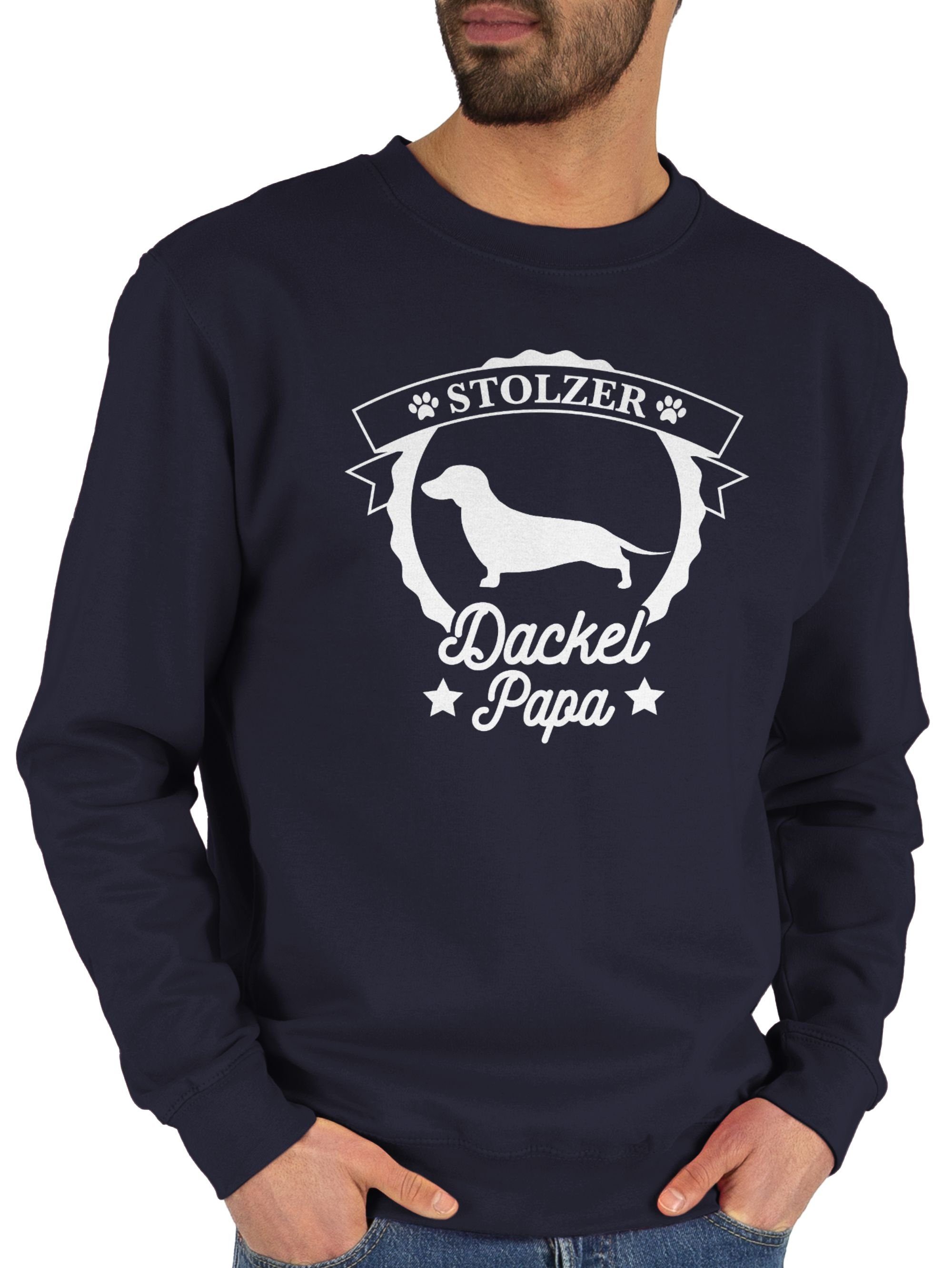 Shirtracer Stolzer Papa Hundebesitzer Dackel Dunkelblau (1-tlg) für Sweatshirt 3 Geschenk
