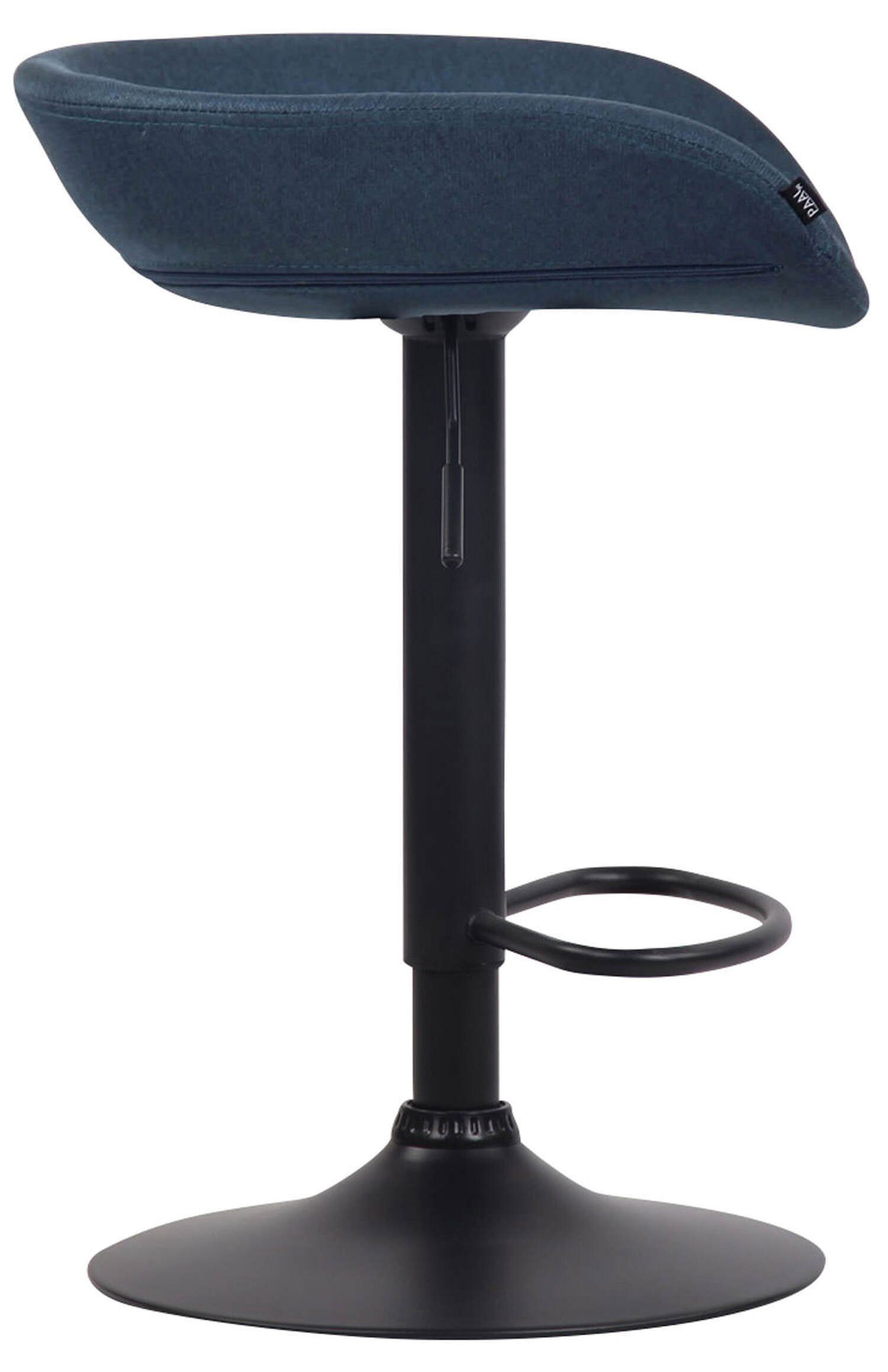 Gestell Metall Barhocker Theke Hocker drehbar Küche Stoff und mit Sitzfläche: Anna - (Barstuhl Blau höhenverstellbar), & 360° für TPFLiving - Fußstütze angenehmer schwarz