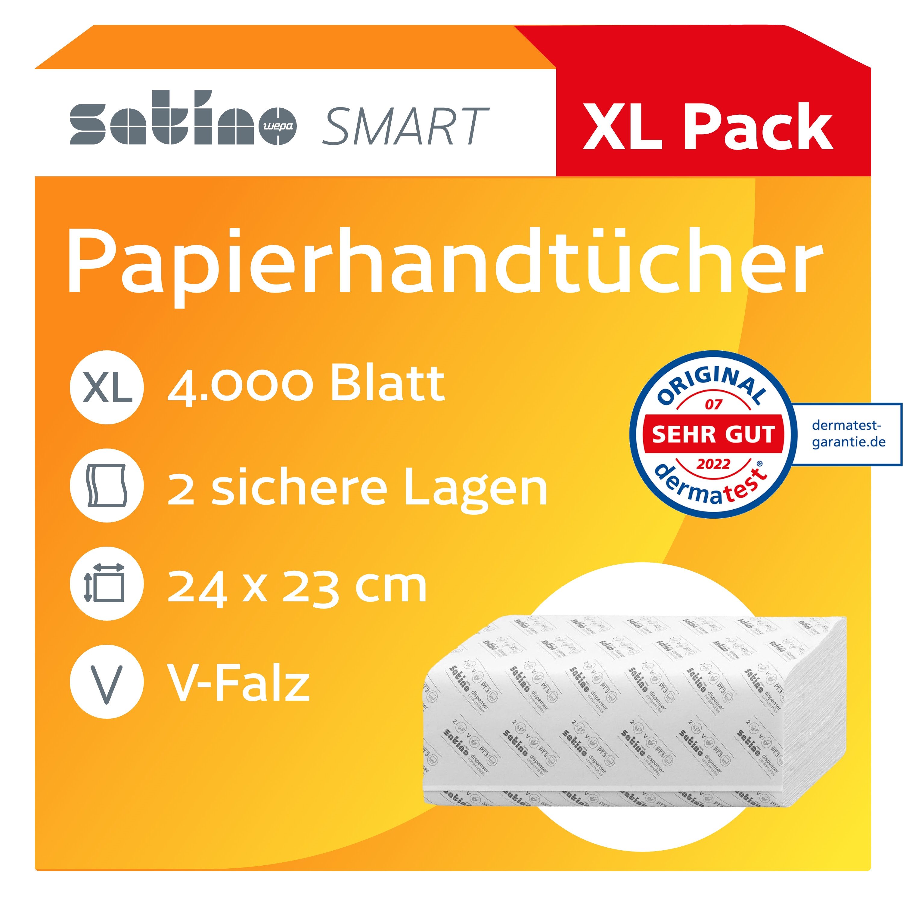 SATINO Papierhandtuch 2-lagig - 4.000 Бумажные полотенца - ZZ-Falz - 24 x 23 cm (4000-St)