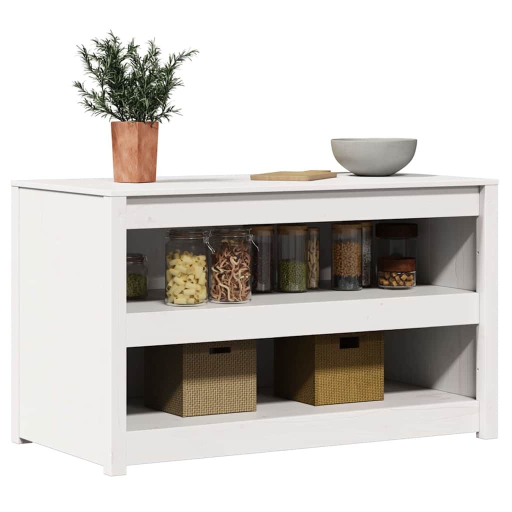 vidaXL Sideboard, Küchenschrank Weiß 106 x 55 x 64 cm Massives Kiefernholz