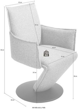 K+W Komfort & Wohnen Drehstuhl Drive, Sessel mit federnder Sitzschale, Drehteller in Metall schwarz Struktur