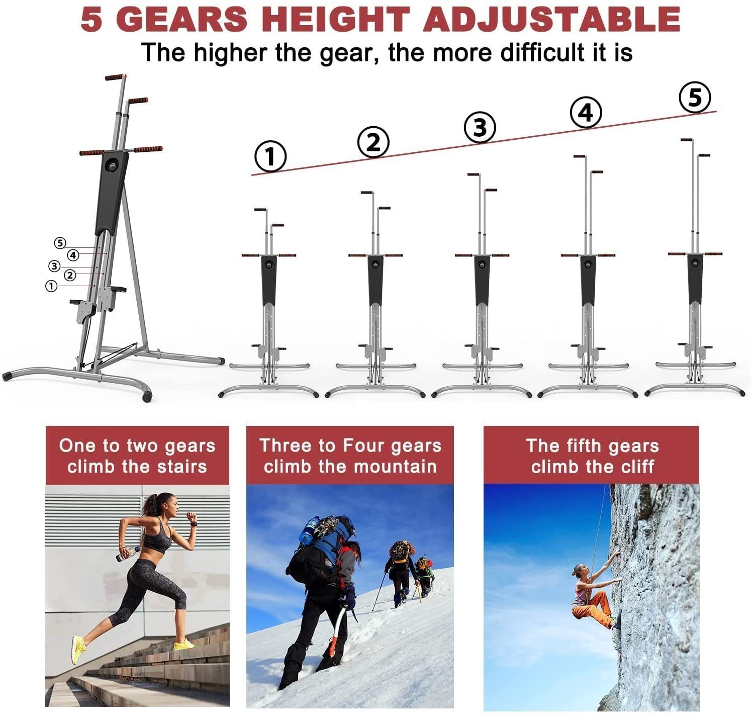 Klettergerät Vertical viele mit Treppensteiger, Display Technofit LCD Variationsmöglichkeiten, TT1056 Kletter-Trainingsgerät Climber