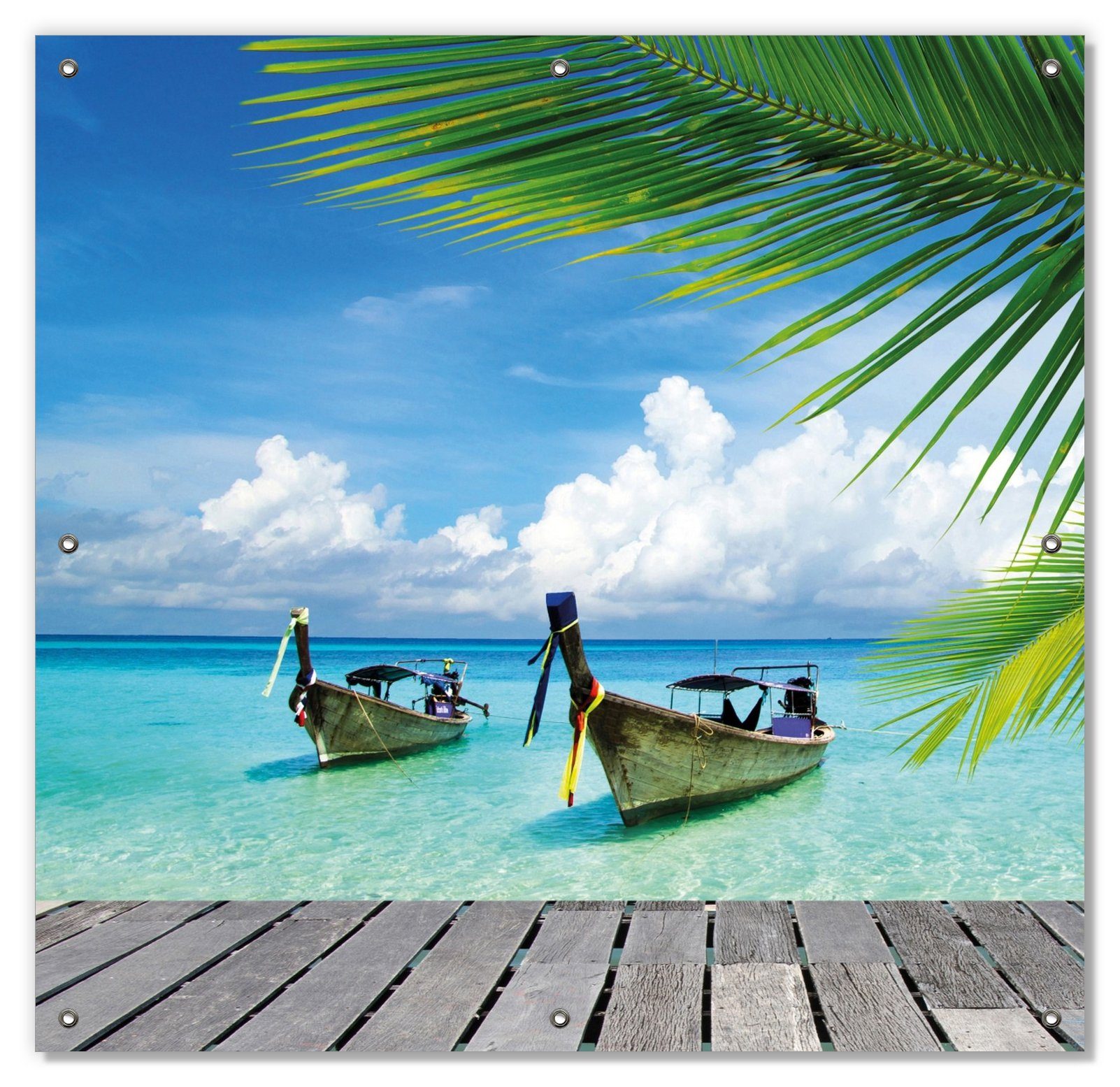 Sonnenschutz Sonnenboot in der Karibik, Wallario, blickdicht, mit Saugnäpfen, wiederablösbar und wiederverwendbar