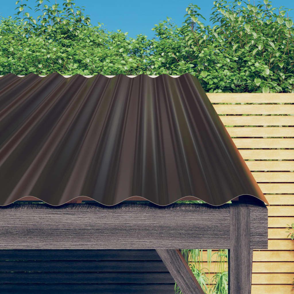 Thumbnail - vidaXL Wellblech, Dachpaneele 12 Stk. Pulverbeschichteter Stahl Braun 100x36 cm