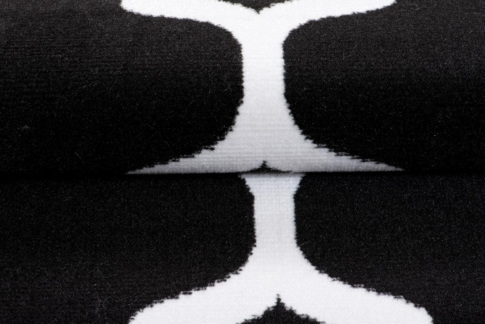 Geometrische x Kurzflor - für Fußbodenheizung, Mazovia, Höhe 70 mm, cm, Teppich Muster schwarz weiß Kurzflor, 140 Modern Geeignet 7 Designteppich