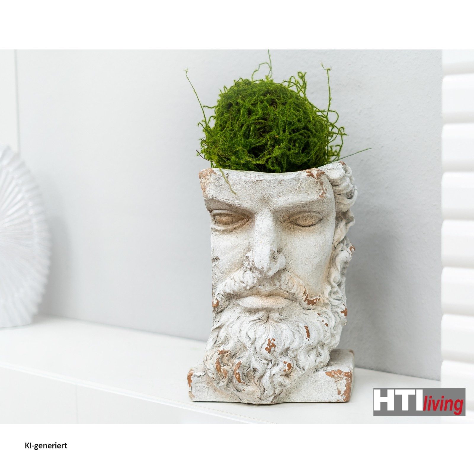 HTI-Living Pflanzkübel Pflanzgefäß Apollon Büste Poseidon (Stück, 1 St., 1 Pflanzgefäß), Pflanzkübel Gartendeko Antike