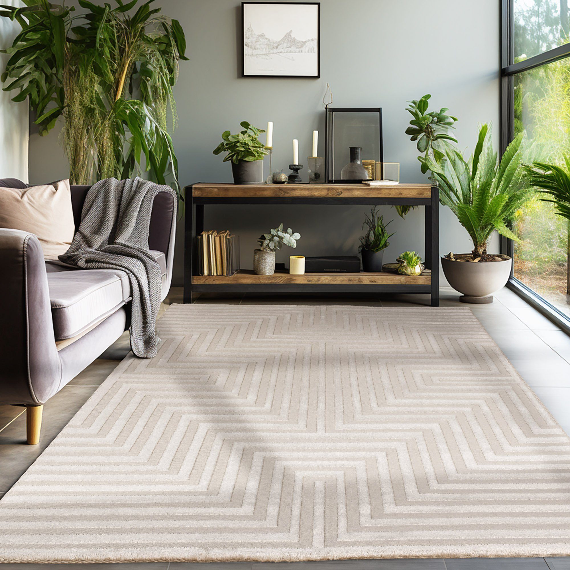 SIMPEX24 Designteppich Geometrisch Design, Läufer, Höhe: 12 mm, Teppich Woh günstig online kaufen