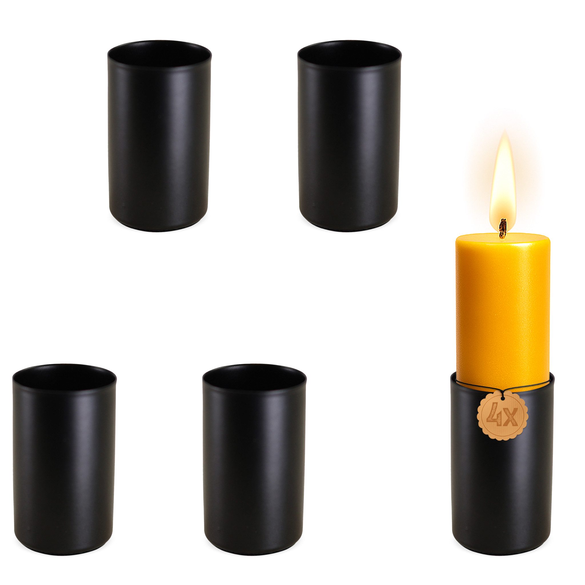 matches21 HOME & HOBBY Kerzenhalter Kerzenhalter 4er Set Metall Schwarz Ø 2 günstig online kaufen