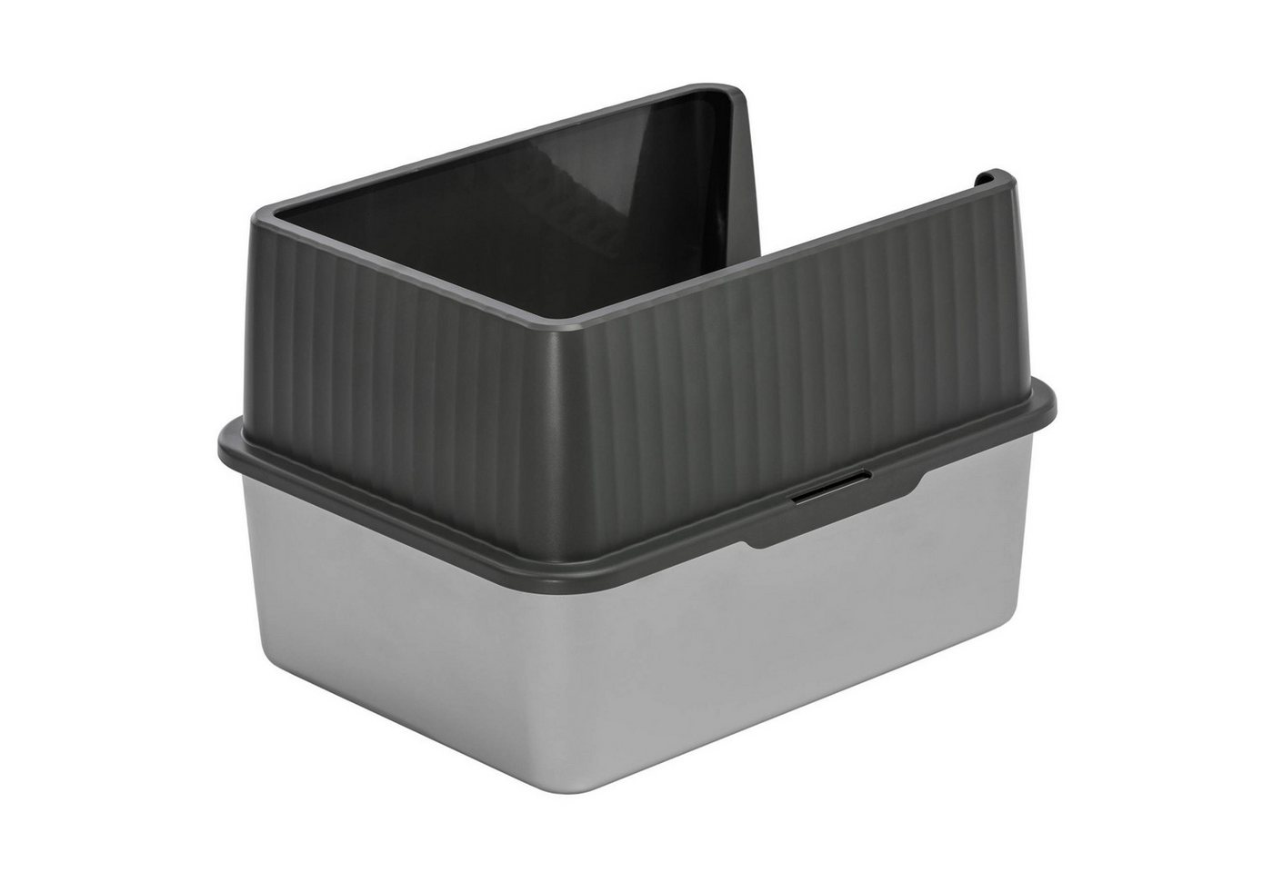 Thumbnail - PETGARD Katzentoilette Katzentoilette Edelstahl und Rand 44 x 34 x 30 cm Grau-Silber, 44 x 34 x 30 cm Dunkelgrau-Silber