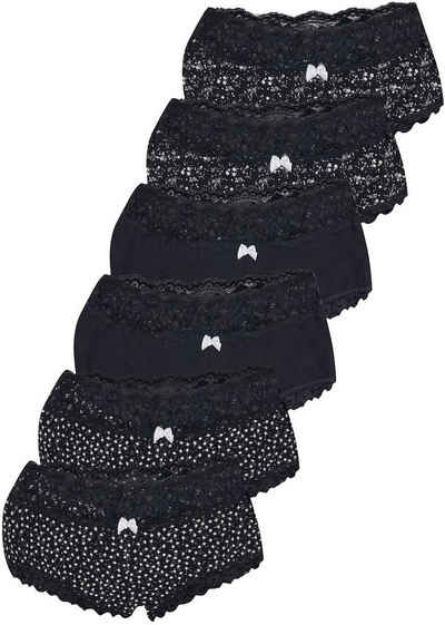 LOREZA Panty 6er Set Pantys - Sterne - Schwarz (Packung, 6-St)