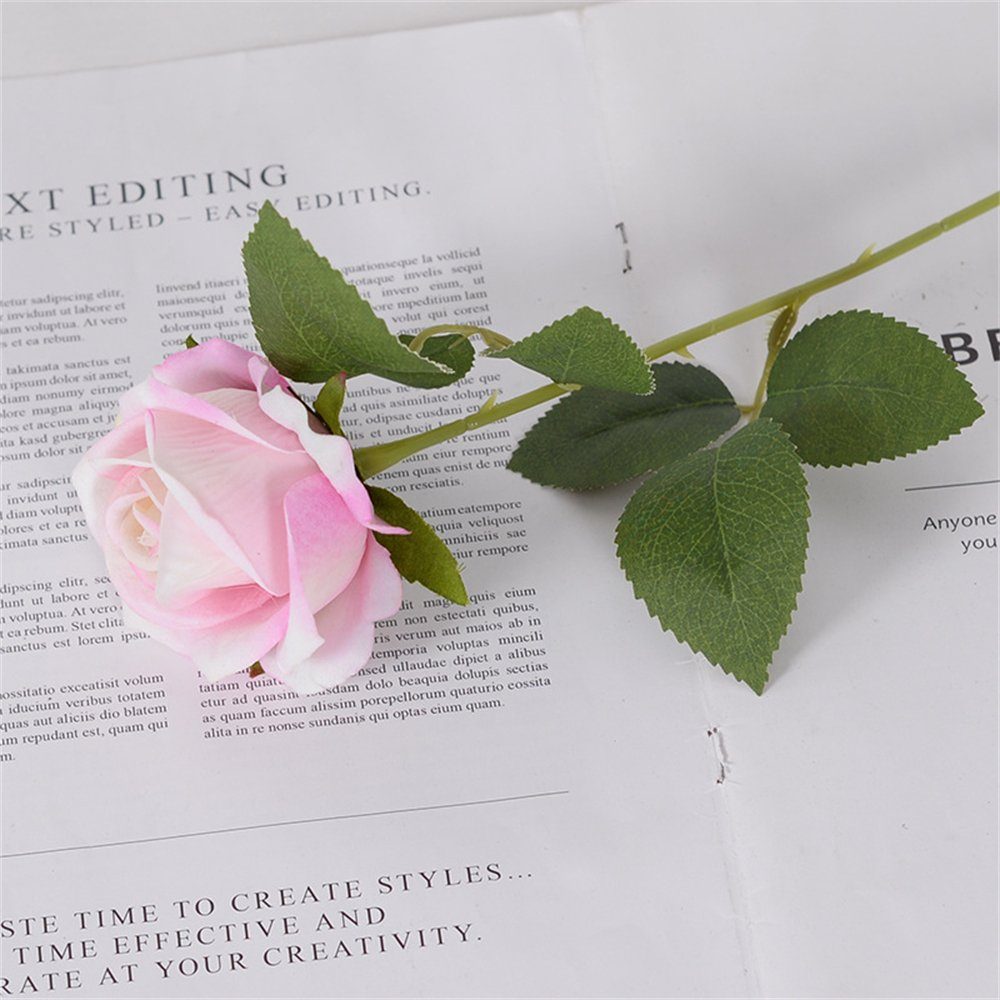 Kunstblumenstrauß Rose Künstliche Blume,Valentinstag Rouemi, Dekoration Hochzeit 7Stück Rosa Geschenk Blume