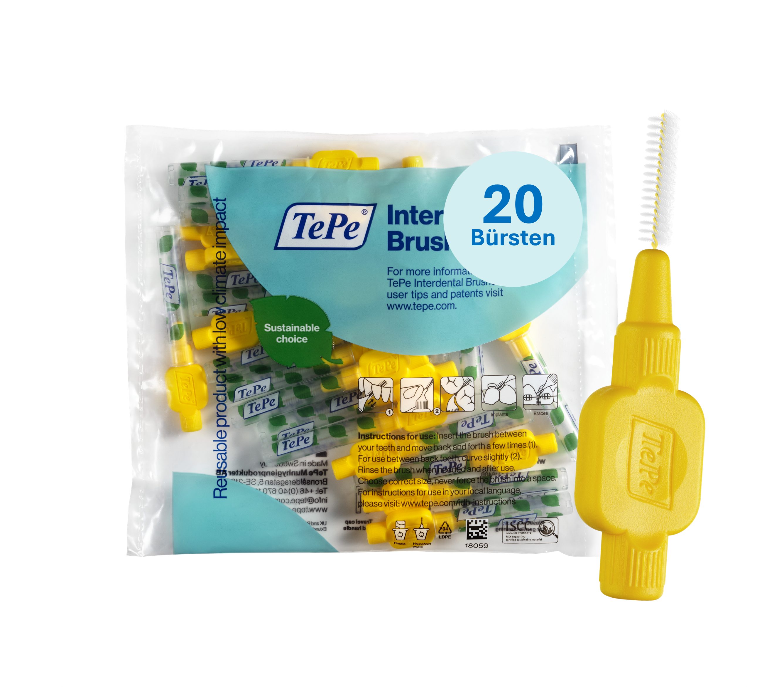 TePe Interdentalbürsten Original Zahnreinigungsstäbchen aus Schweden, Effiziente Zahnpflege, ISO-Размер 4, 20 Stk.