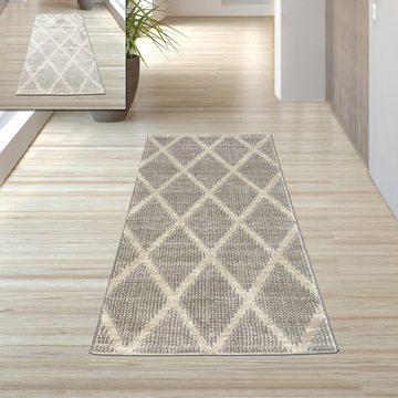 Teppich Teppich schlichtes Rautenmuster in creme, TeppichHome24, rechteckig