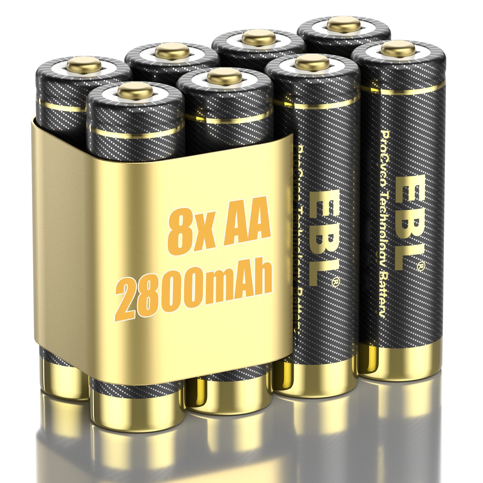 EBL Pro Version Vorgeladener AA Mignon AAA Micro NiMH Akku, 1100/2800mAh Batterie, (1.2 V, 8 St)