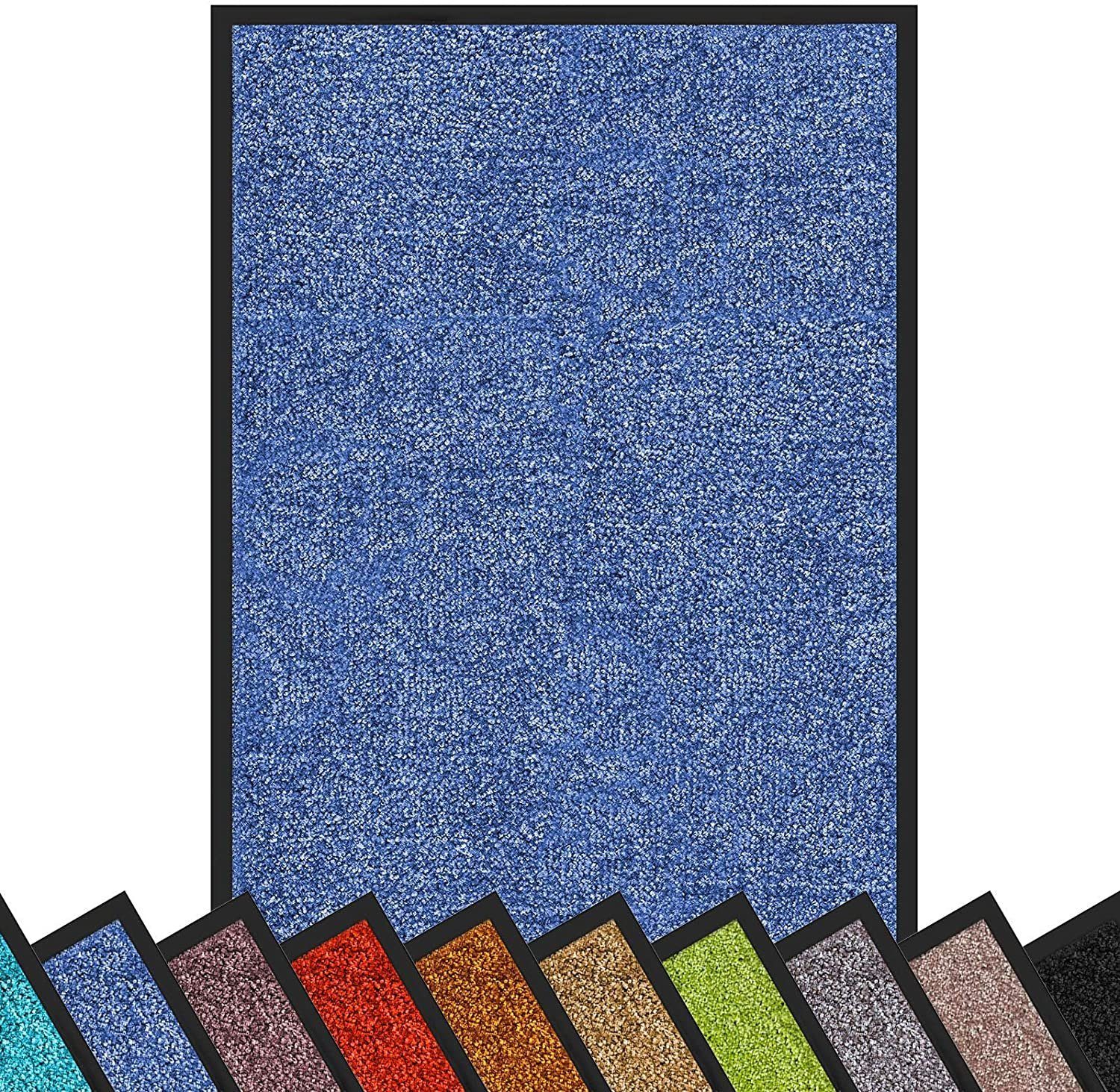 Fußmatte Rhine, waschbare & leistungsstarke Fußmatte mit Rutschfester Rückseite, Color Your Life, rechteckig, Höhe: 6 mm, Erhältlich in vielen Größen Cornflower Blue