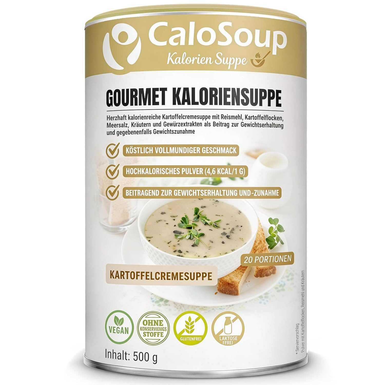 CaloVital Zunehmen durch Kartoffel- oder Lauchcremesuppe hochkalorische Suppen Pulver, 500 g