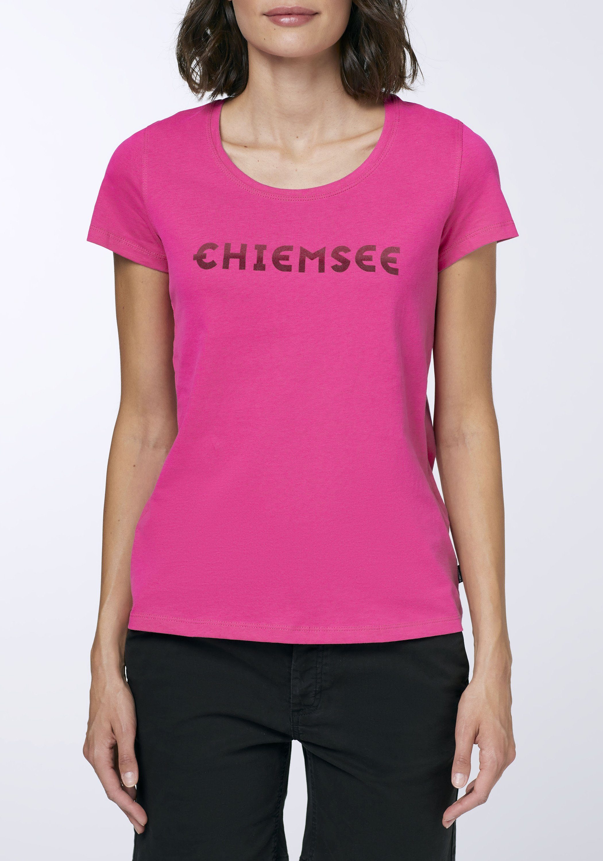 Chiemsee Print-Shirt T-Shirt mit Logo Farbverlauf-Optik Purple Beetroot 1 in