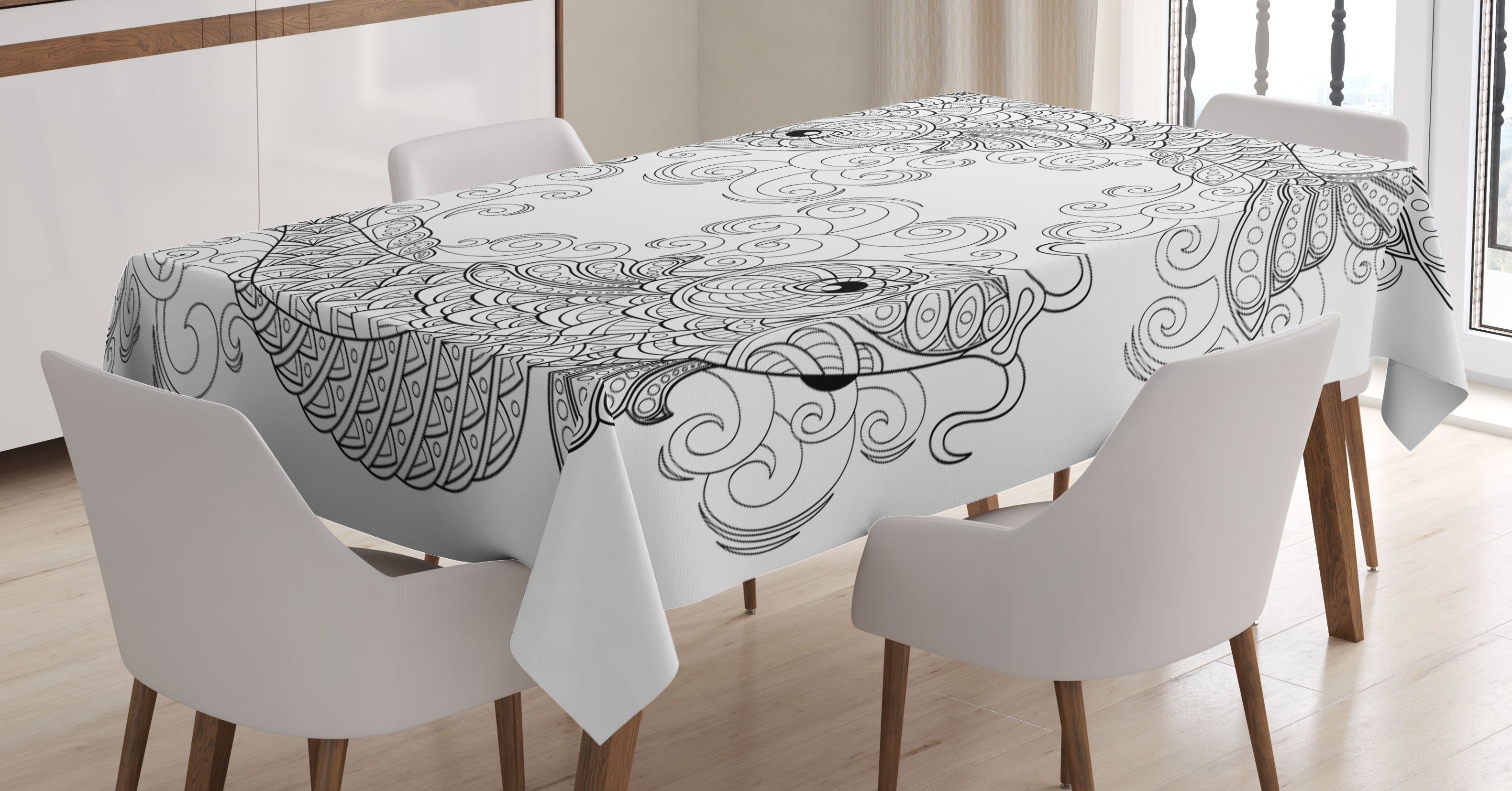 Abakuhaus Tischdecke Farbfest Waschbar Für den Außen Bereich geeignet Klare Farben, asiatisch Koi Fisch-Muster | Tischdecken