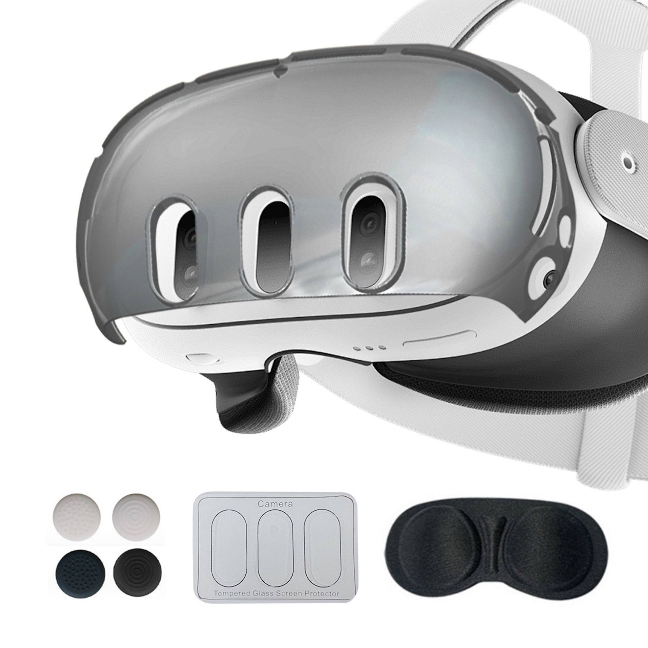 Schutzgehäuse für Meta Quest 3 Schutzhülle Set 7in1 Transparent Black Zubehör Drohne
