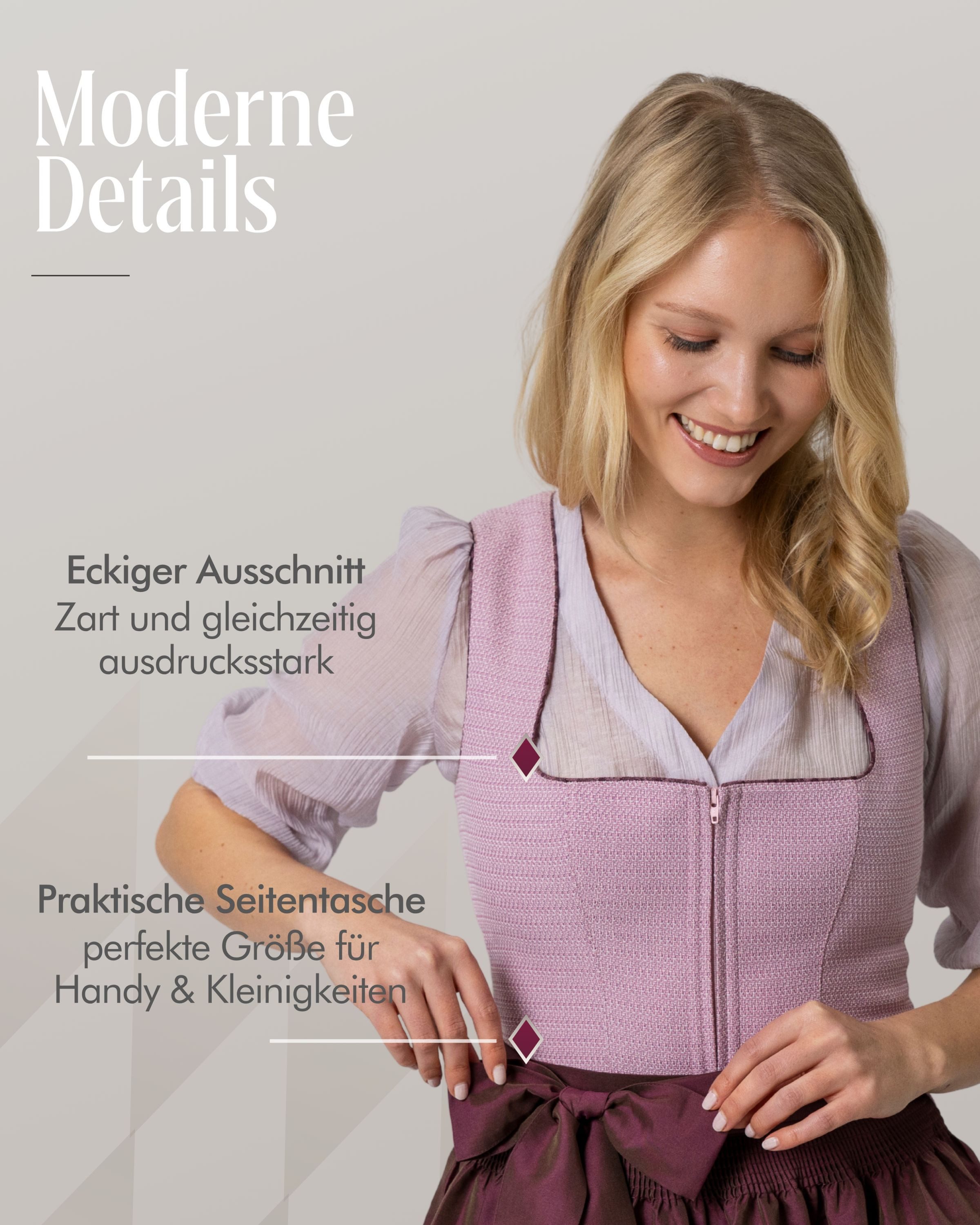 Nübler Dirndl Mini Dirndl Kaja in Lavendel von Nübler - Rocklänge 60 cm – Bild 5 von 5