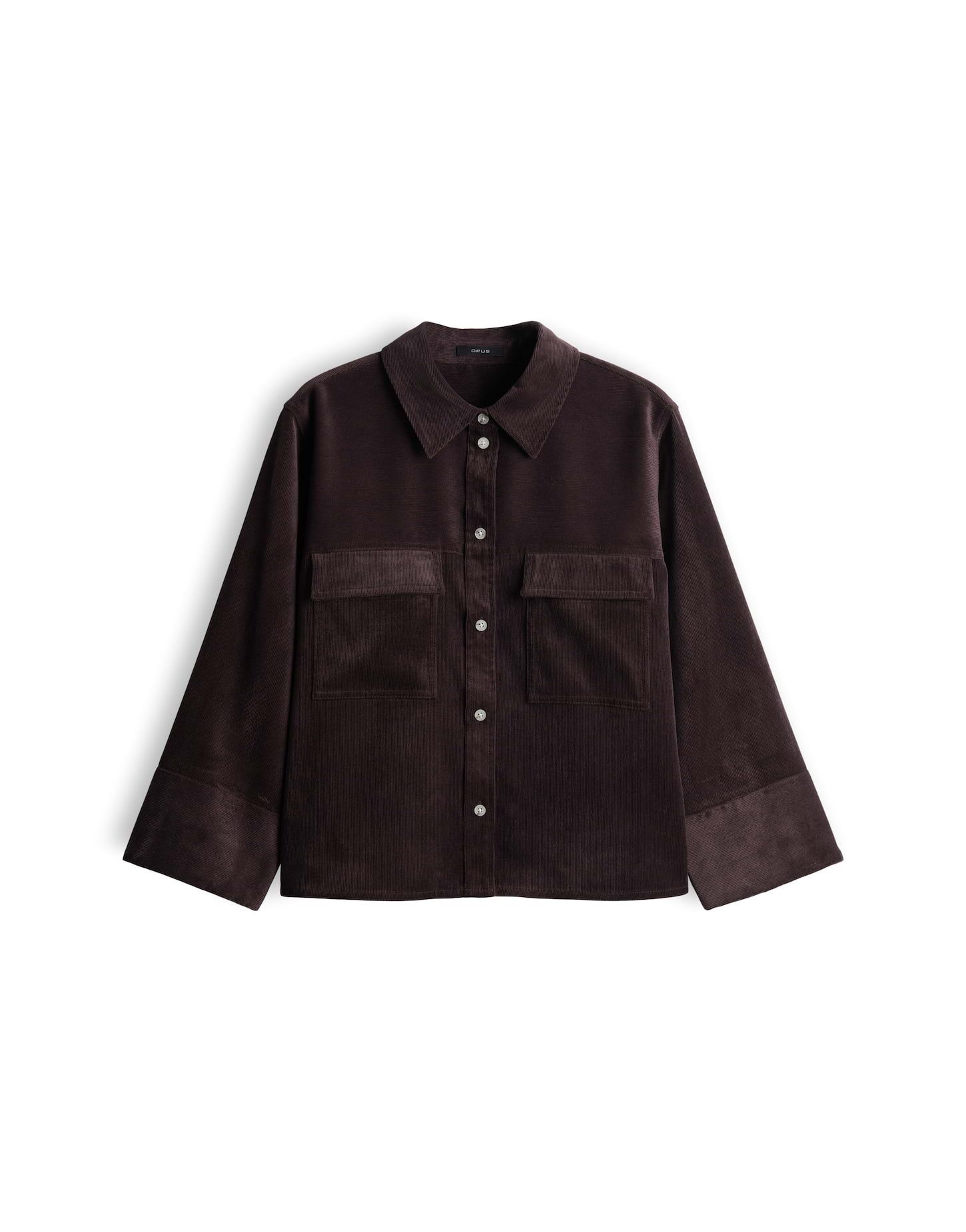 OPUS Langarmbluse aus Cord Regular Fit Pattentaschen