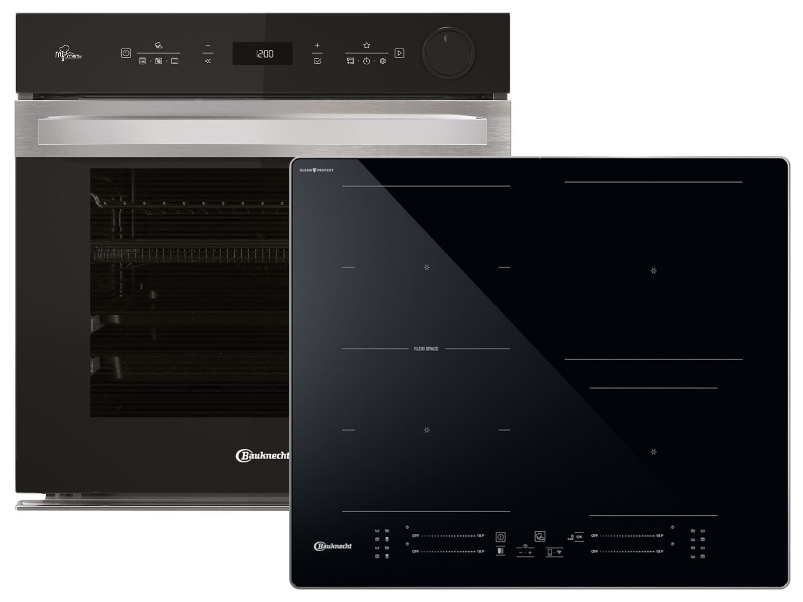 BAUKNECHT Backofen-Set BAKOAirFry, mit Teil-Teleskopauszug, Pyrolyse-Selbstreinigung, Timer, TouchControl-Bedienung