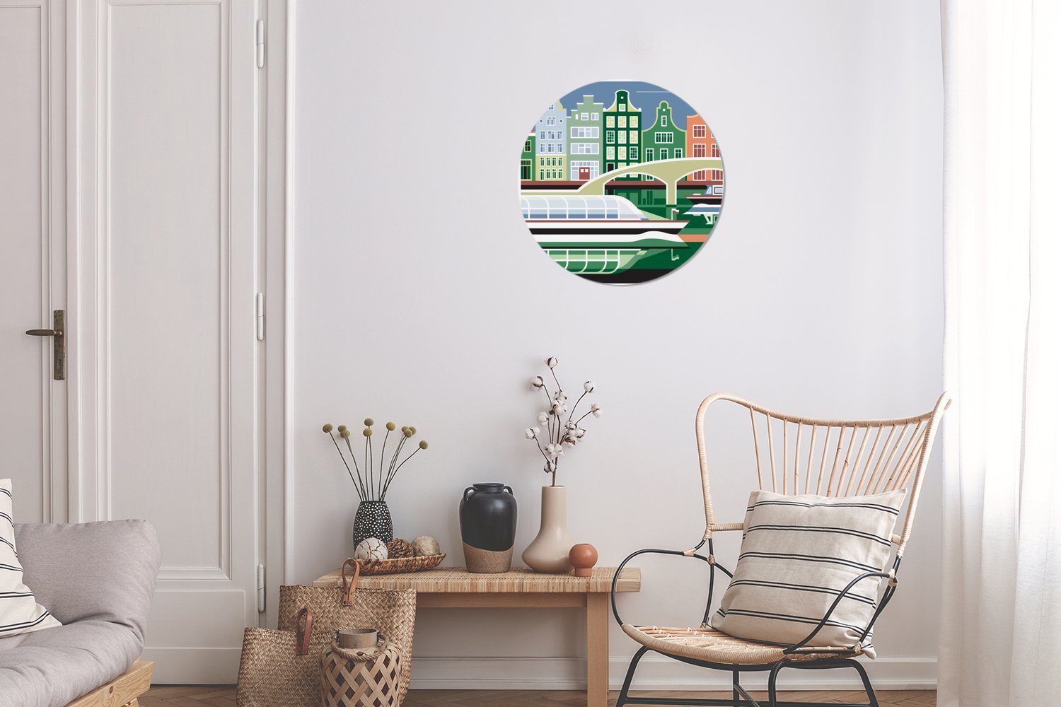 Wandbild, mit Rundes Gemälde Kreis Wanddekoration Forex, Wohnzimmer, grünen St), von MuchoWow Illustration Schattierungen, Amsterdam 30x30 cm (1