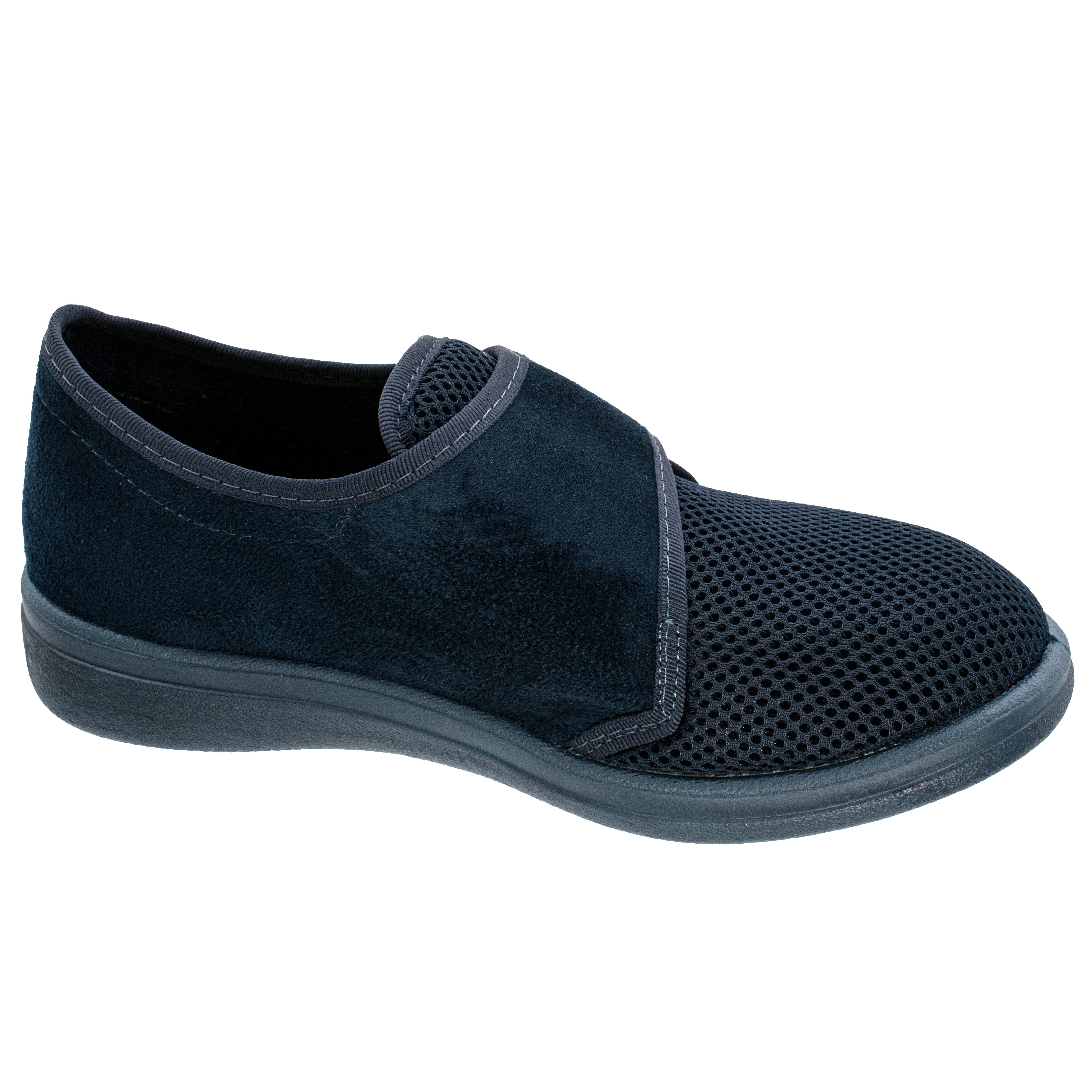 Fischer-Markenschuh Bad Wiessee Hausschuh aus Mesh/Velour, Frotteefutter, Einlegesohle herausnehmbar, Weite L