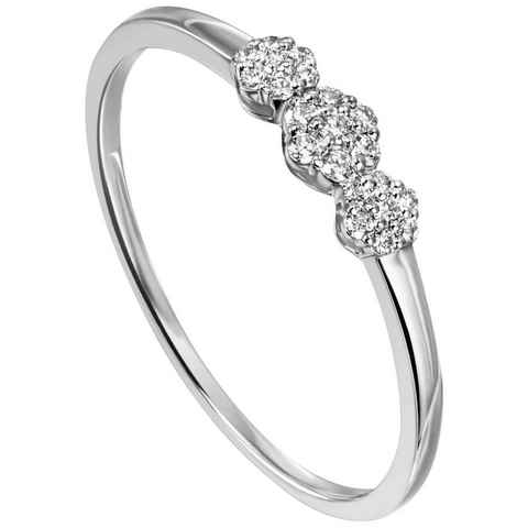 JOBO Fingerring Ring mit 21 Diamanten, 585 Weißgold