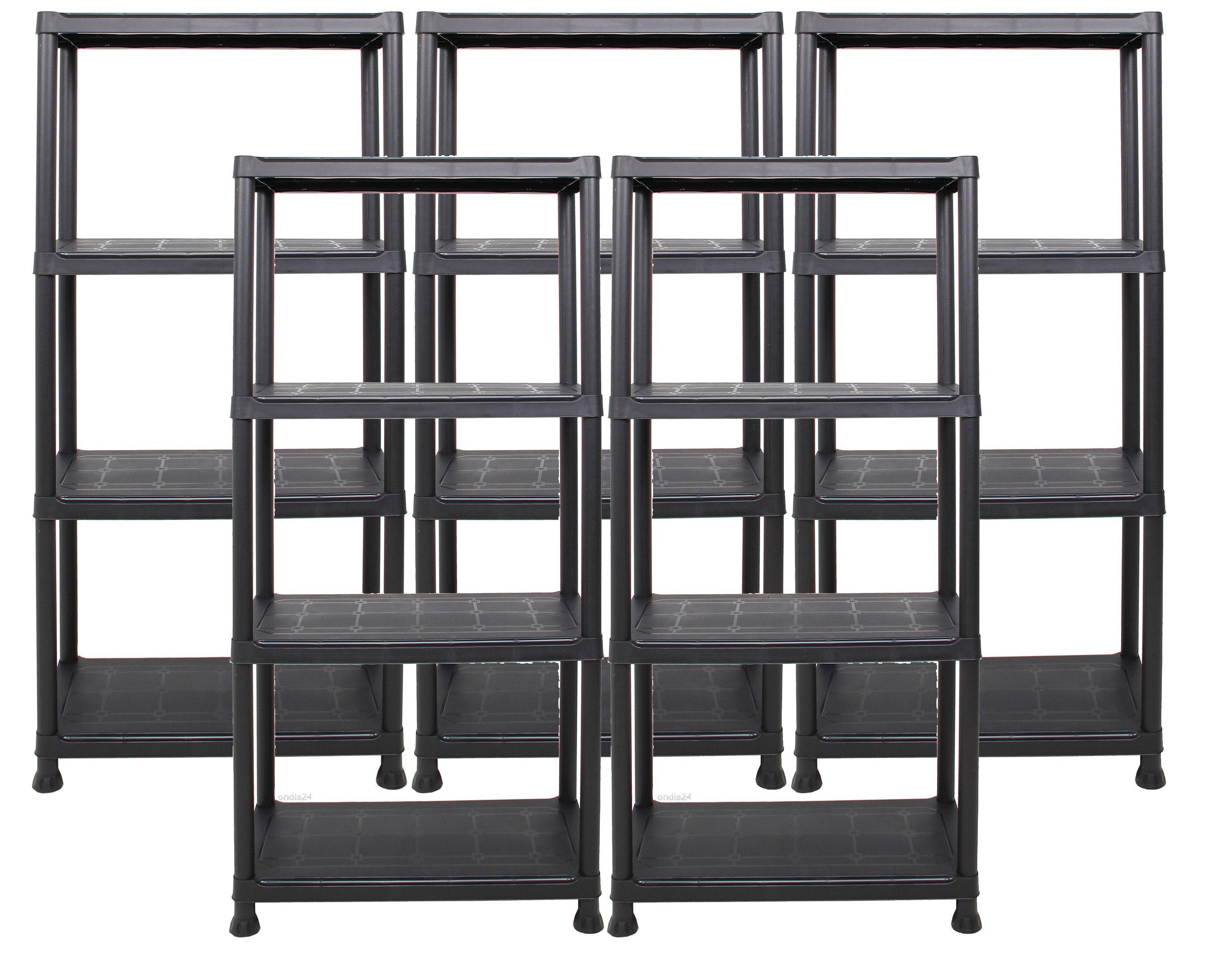 ONDIS24 Steckregal 5x Kunststoffregal, 60 x 30 x 135 (H) cm, 4 Böden, Schwe günstig online kaufen